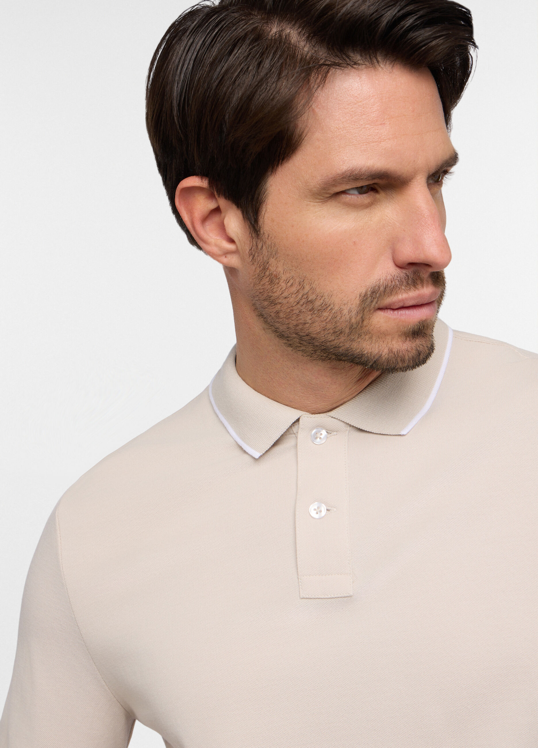 Polo a maniche lunghe in piquet di cotone uomo_2