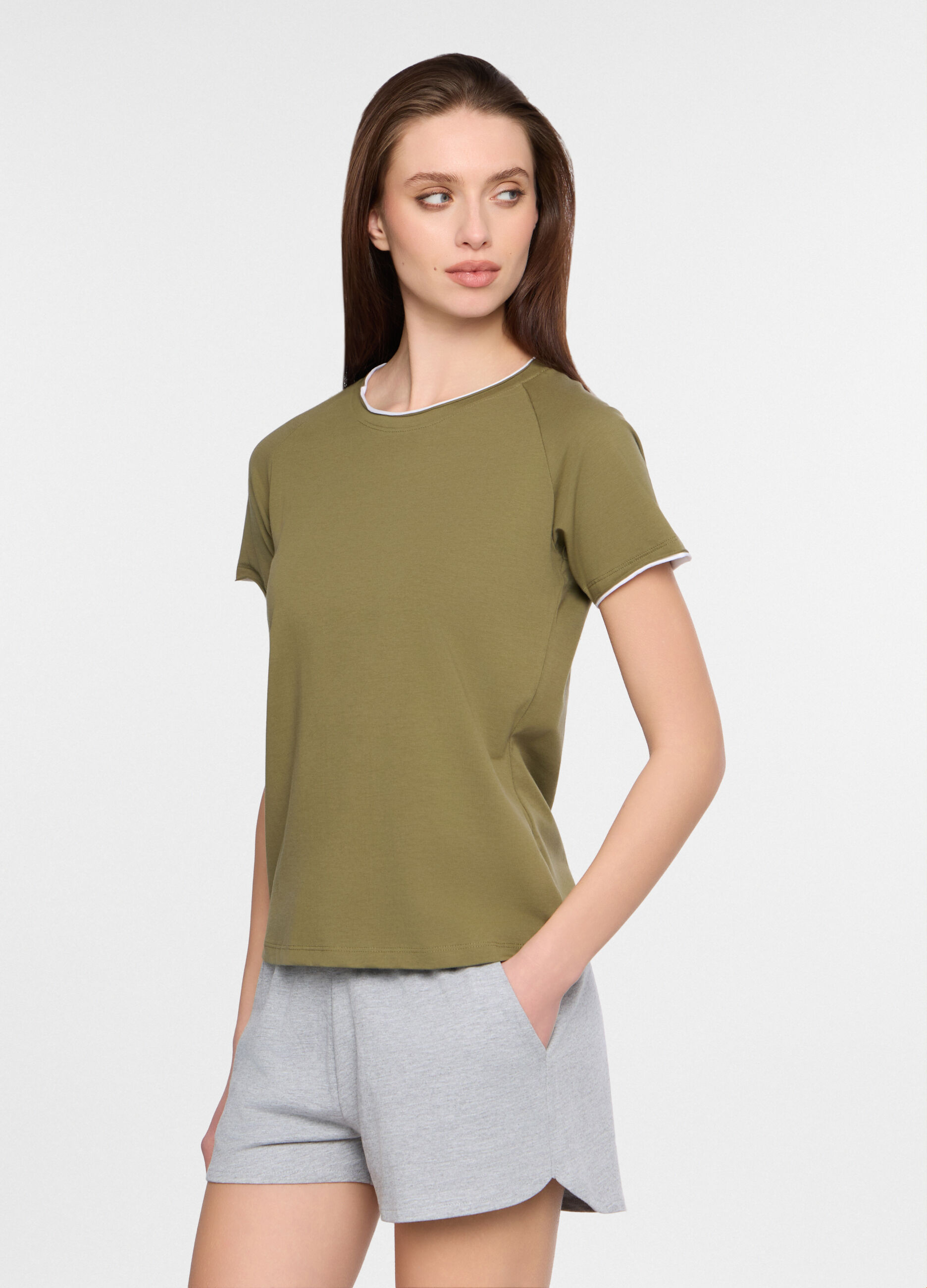T-shirt girocollo stretch donna_0