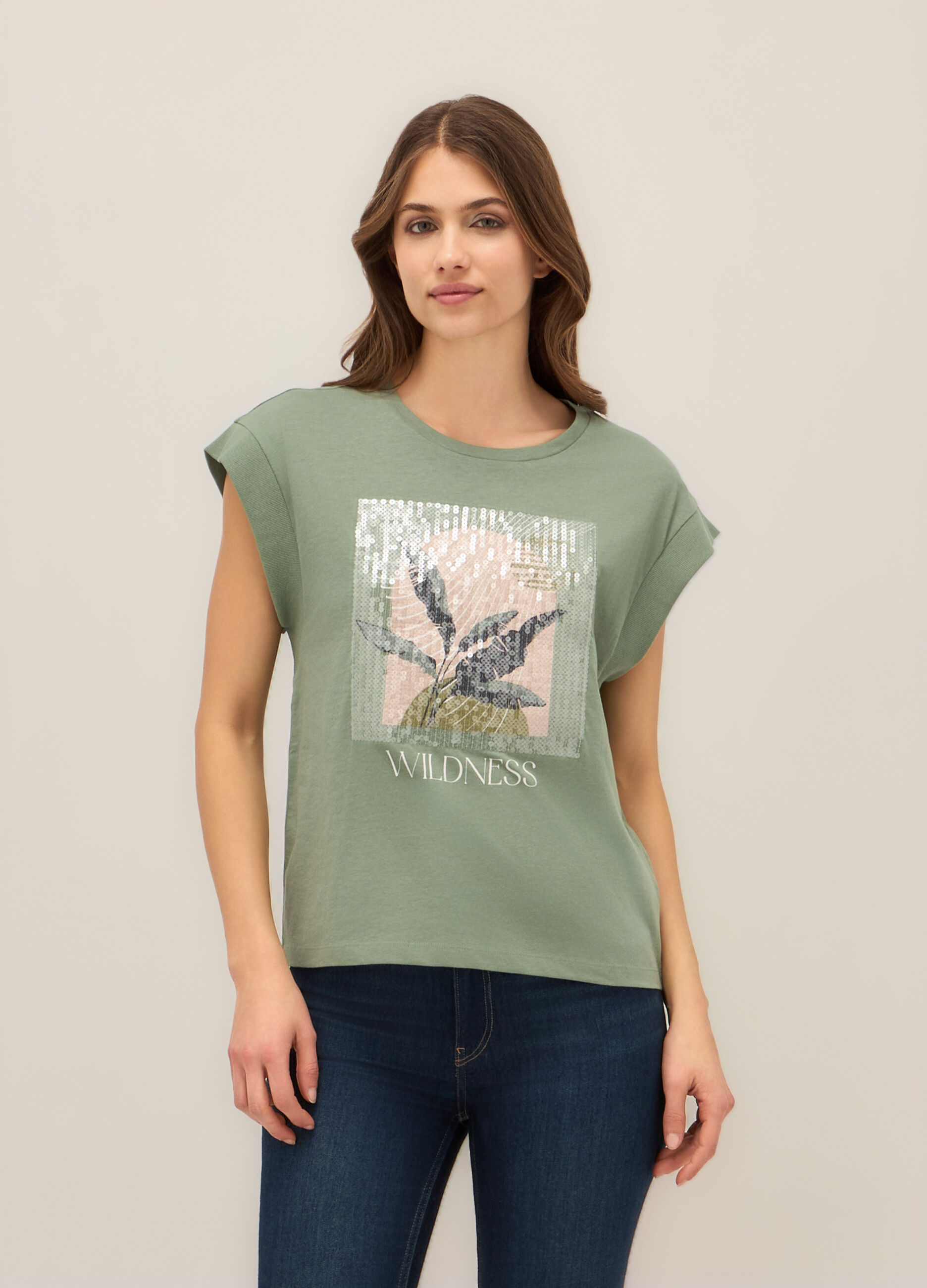 T-shirt in jersey di puro cotone donna_0