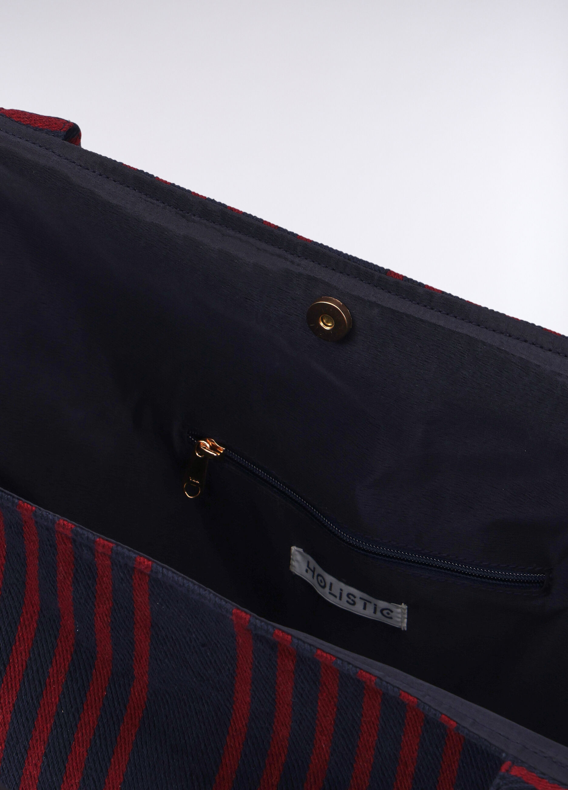 Borsa a mano in misto cotone rigato donna_1