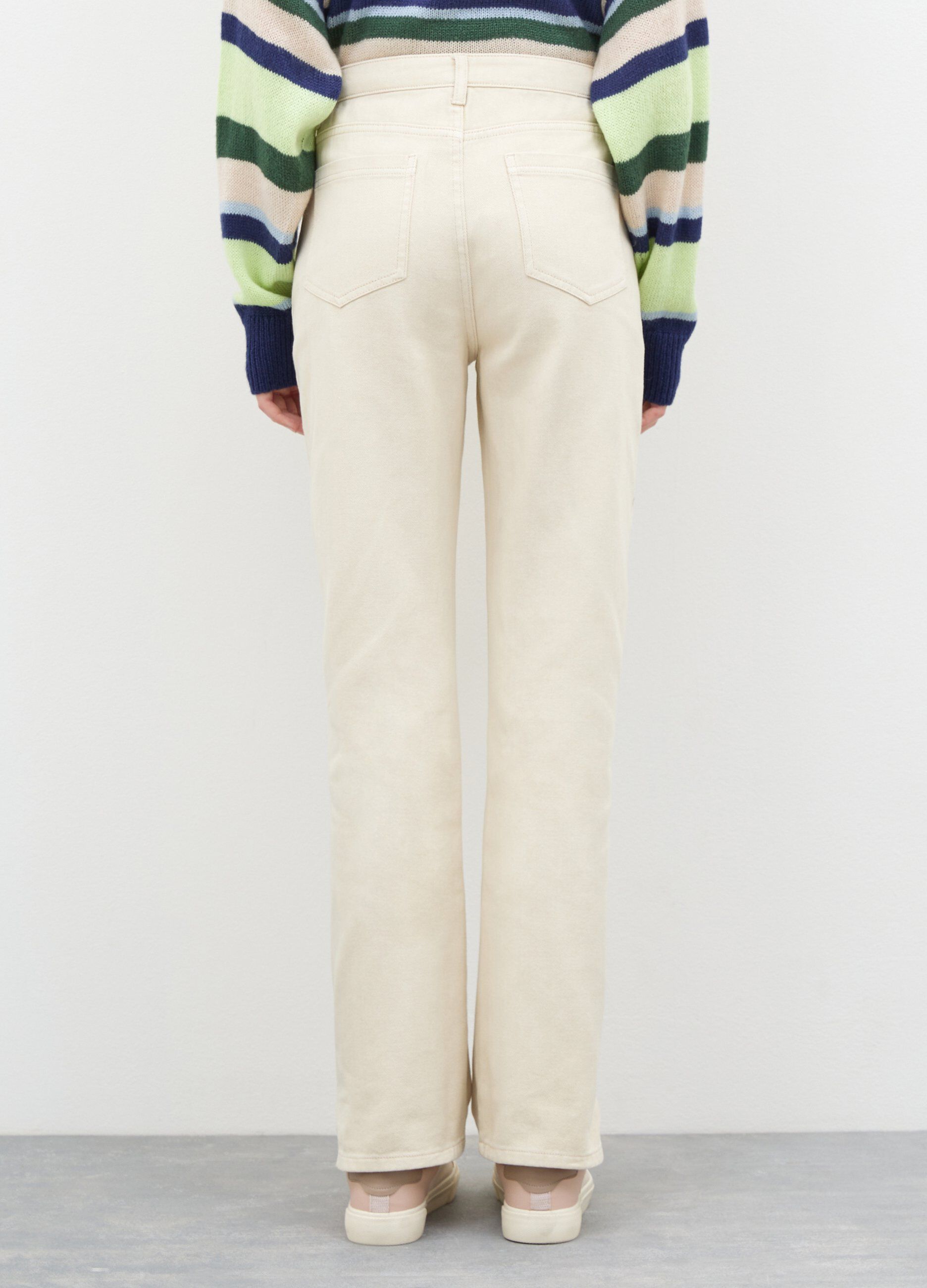 Pantaloni a vita alta in puro cotone donna_1