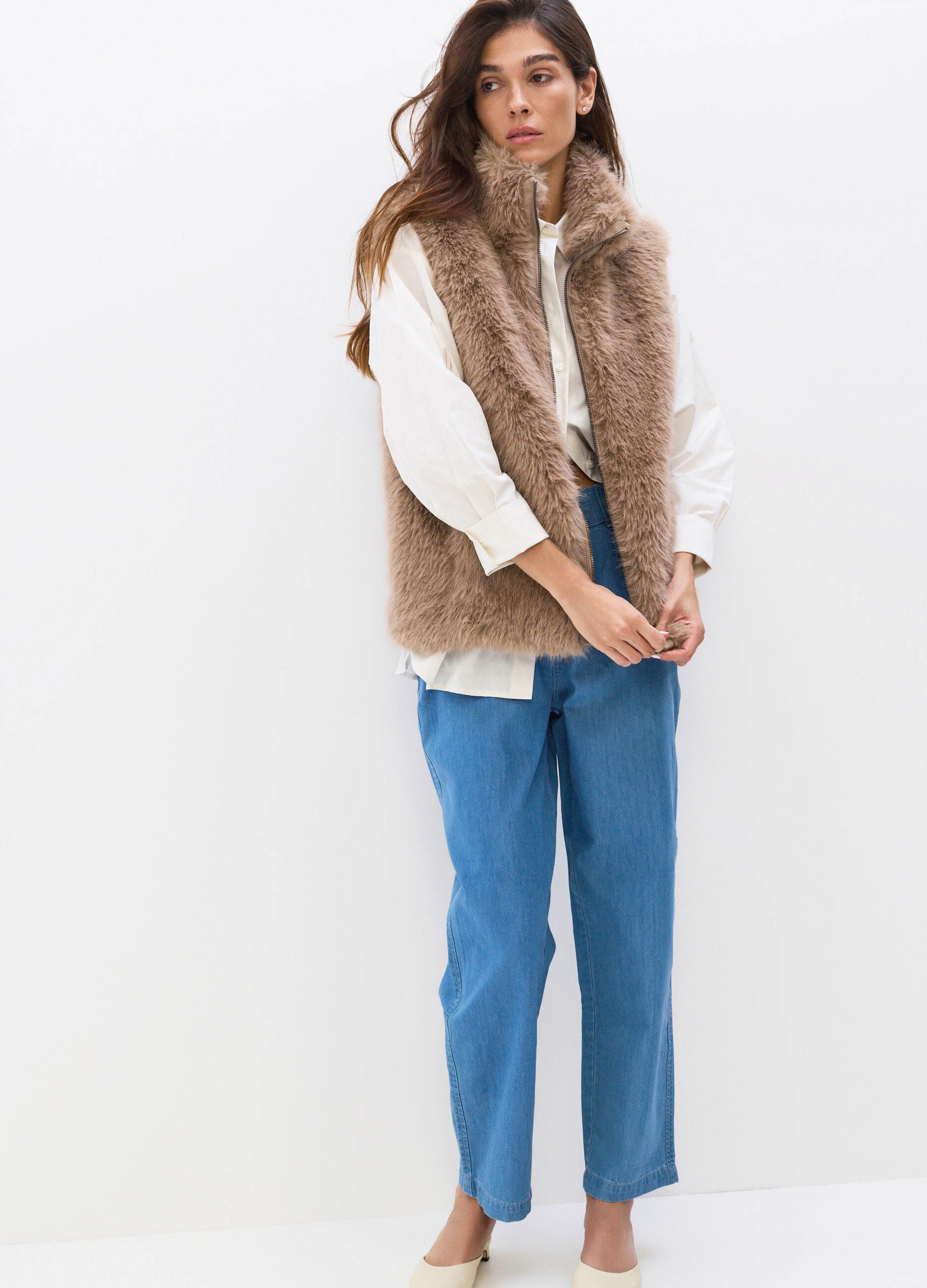 Jogger Baggy Fit in denim di cotone misto lyocell donna_4