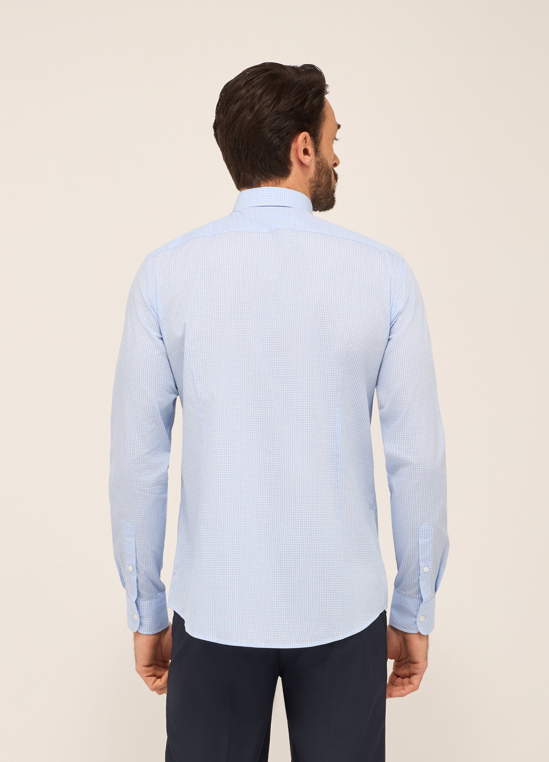 Camicia slim fit in misto cotone a quadretti uomo_1