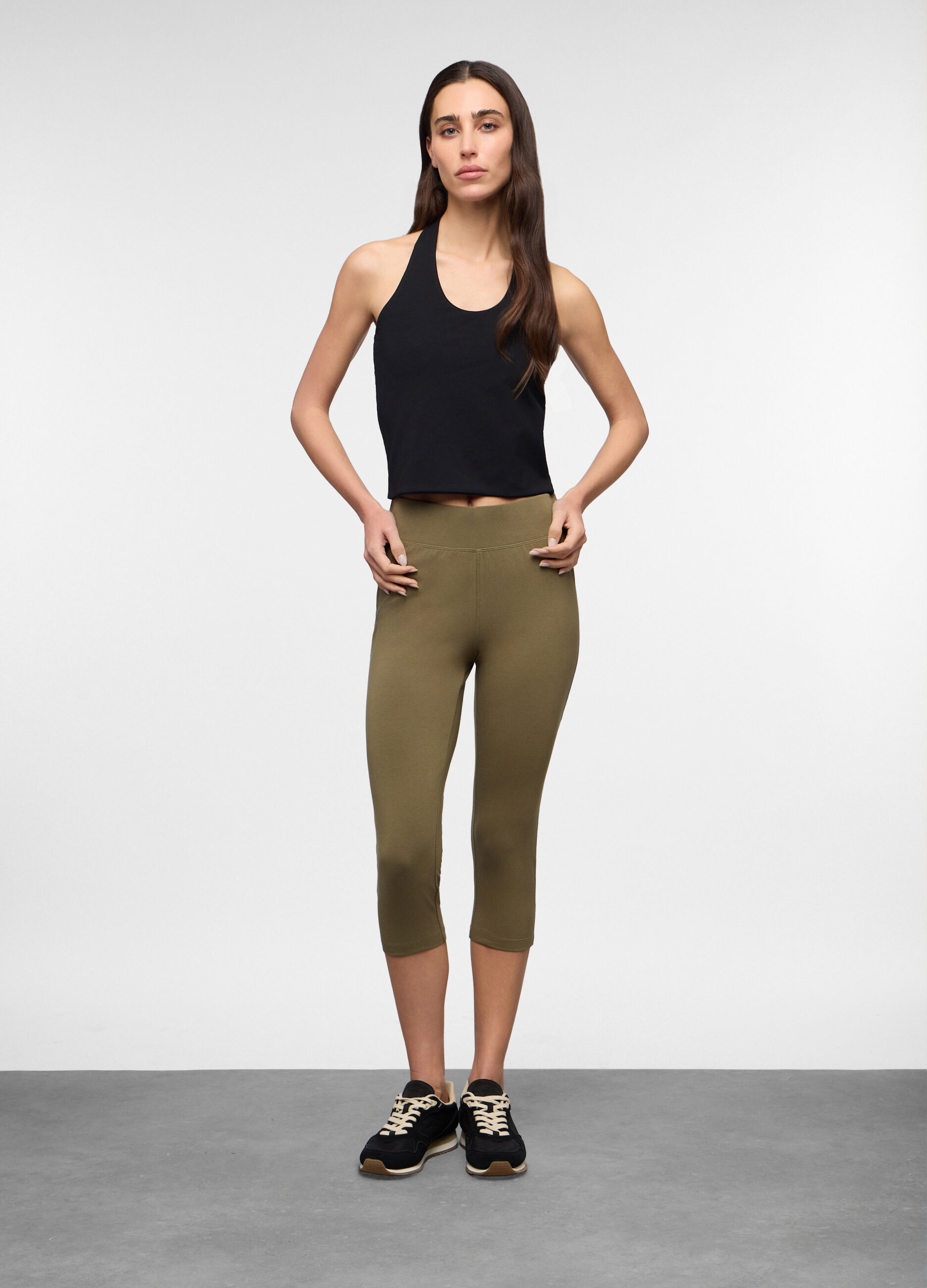 Leggings Capri in jersey di cotone stretch donna_0