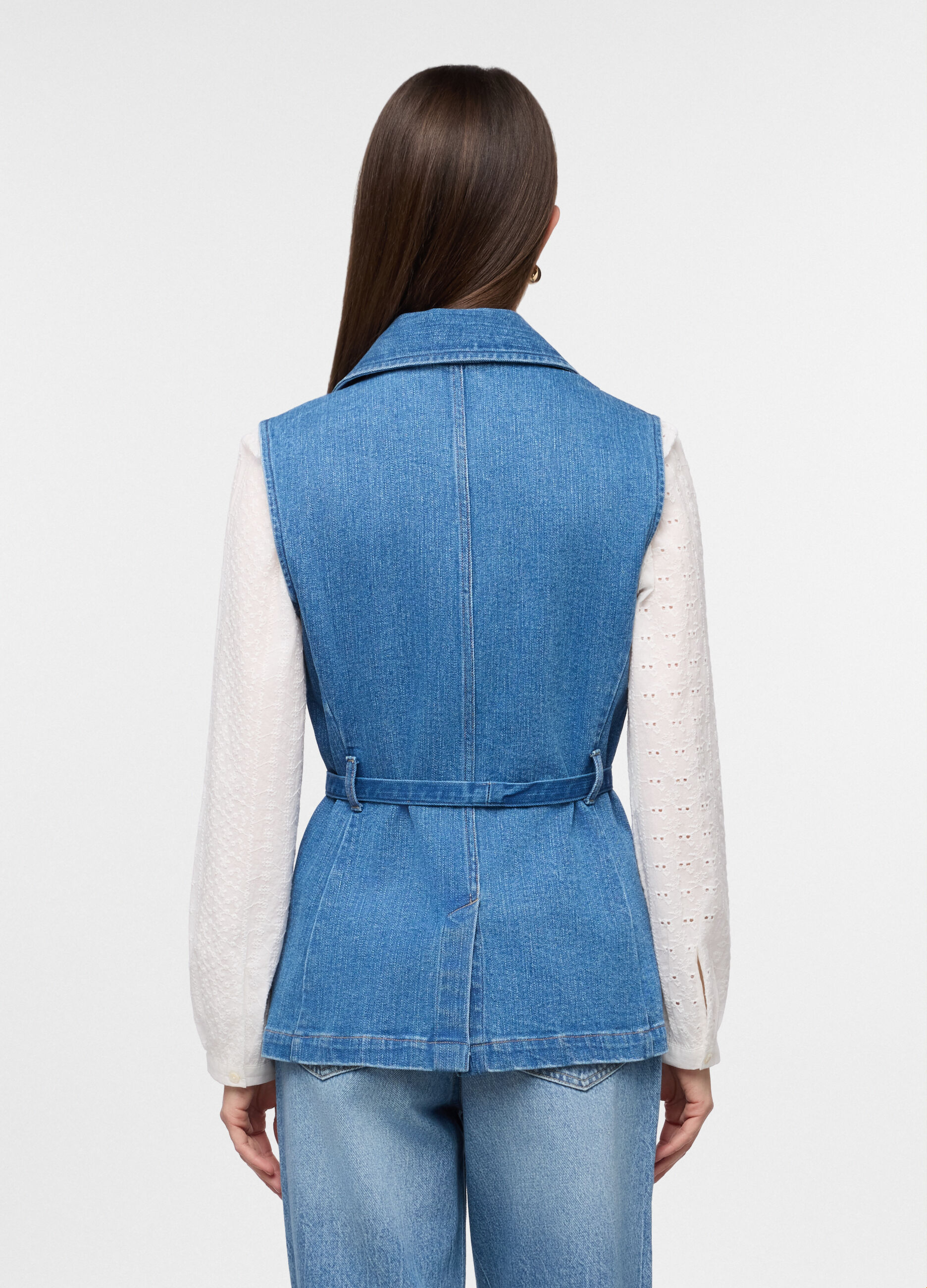 Gilet in denim misto cotone donna_1