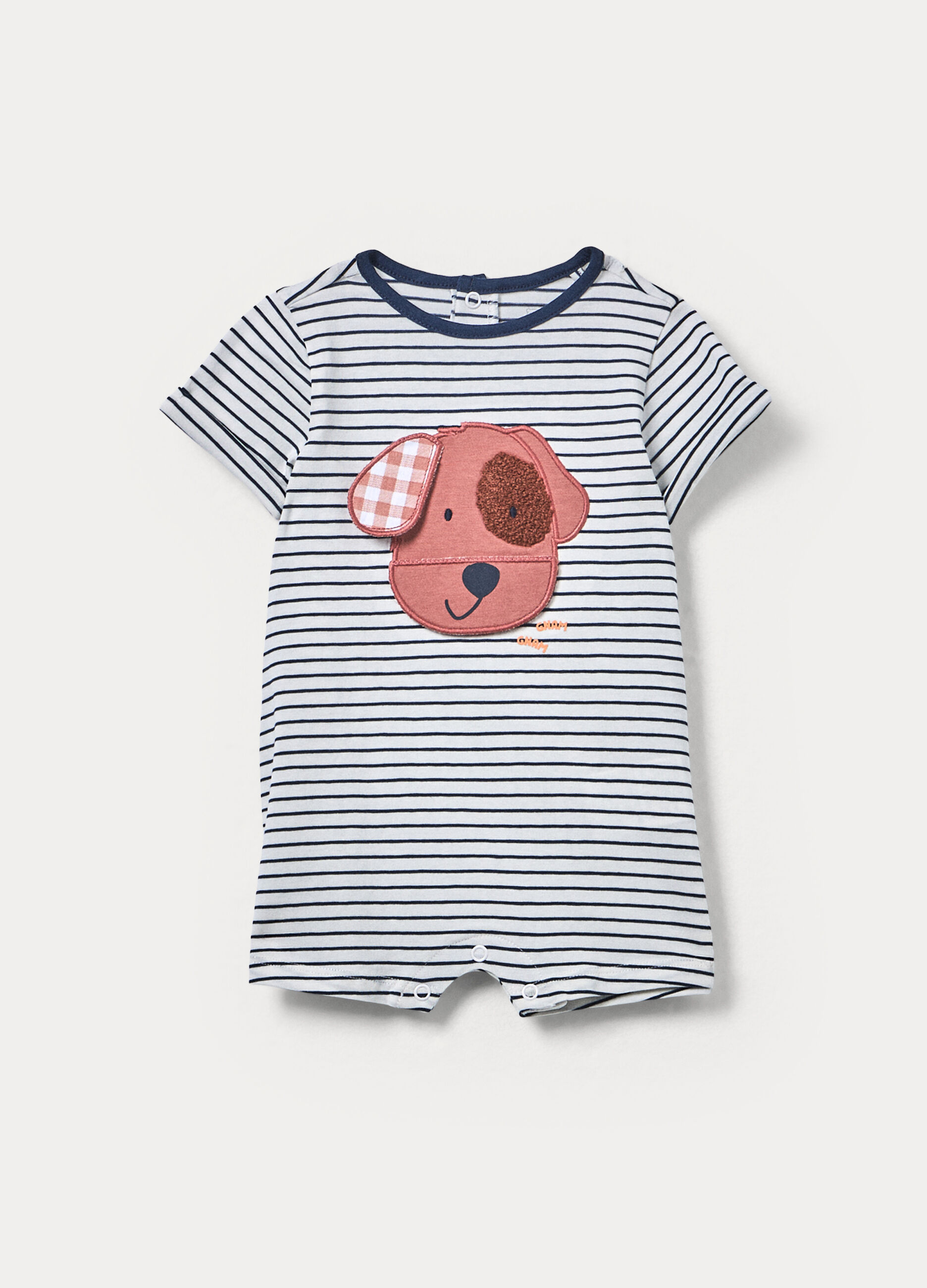 Tutina corta in jersey di cotone stretch neonato_0