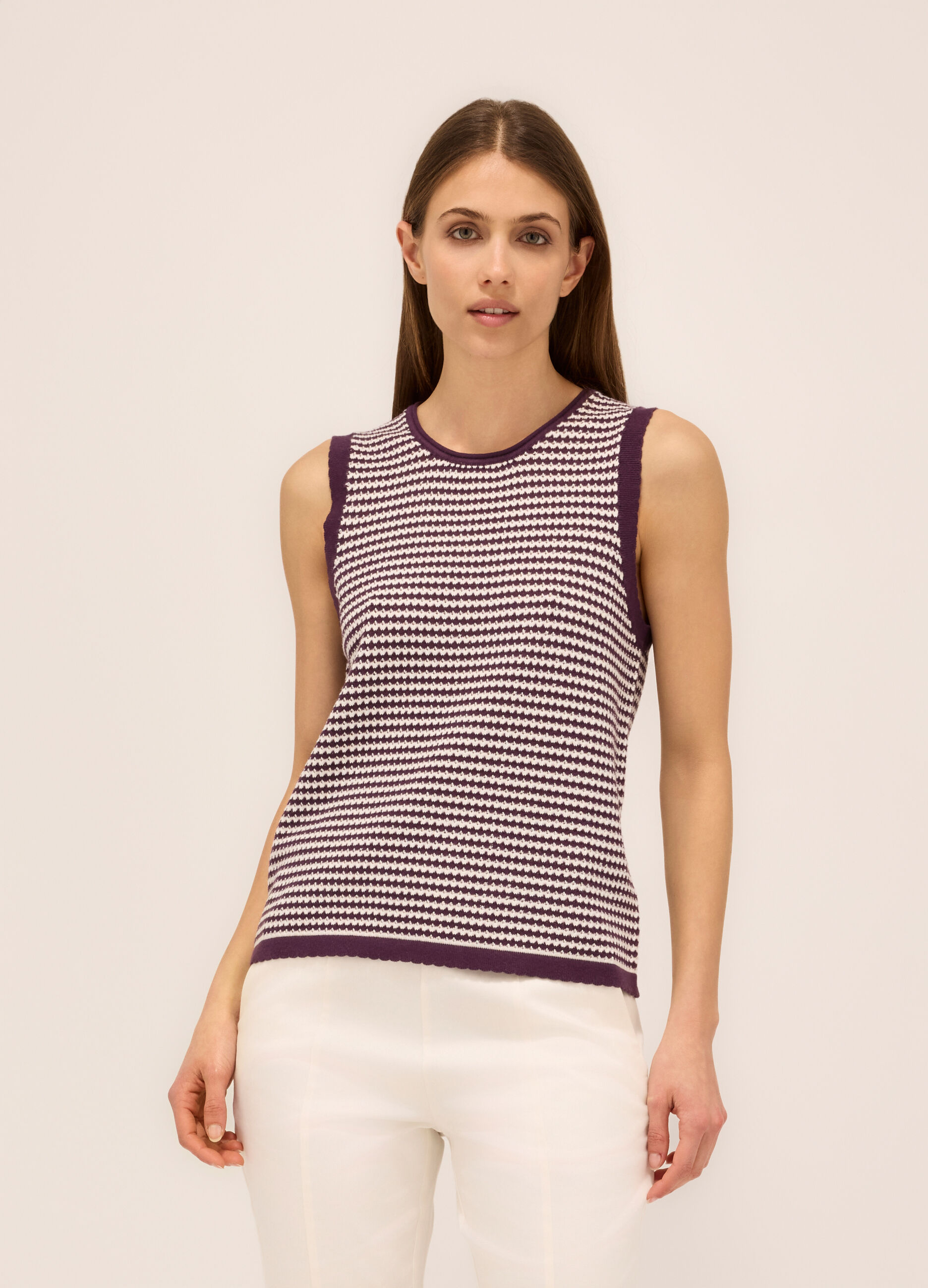 Canotta tricot con motivo a righe donna_0