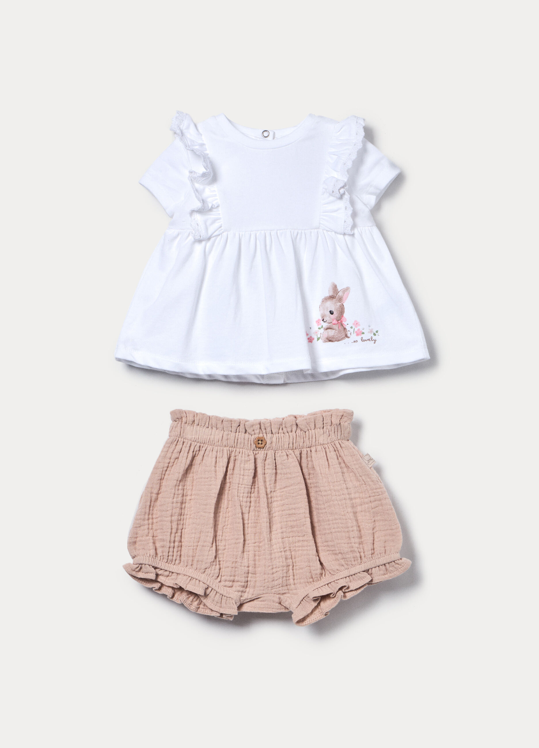 Jogging set in jersey di puro cotone neonata_0