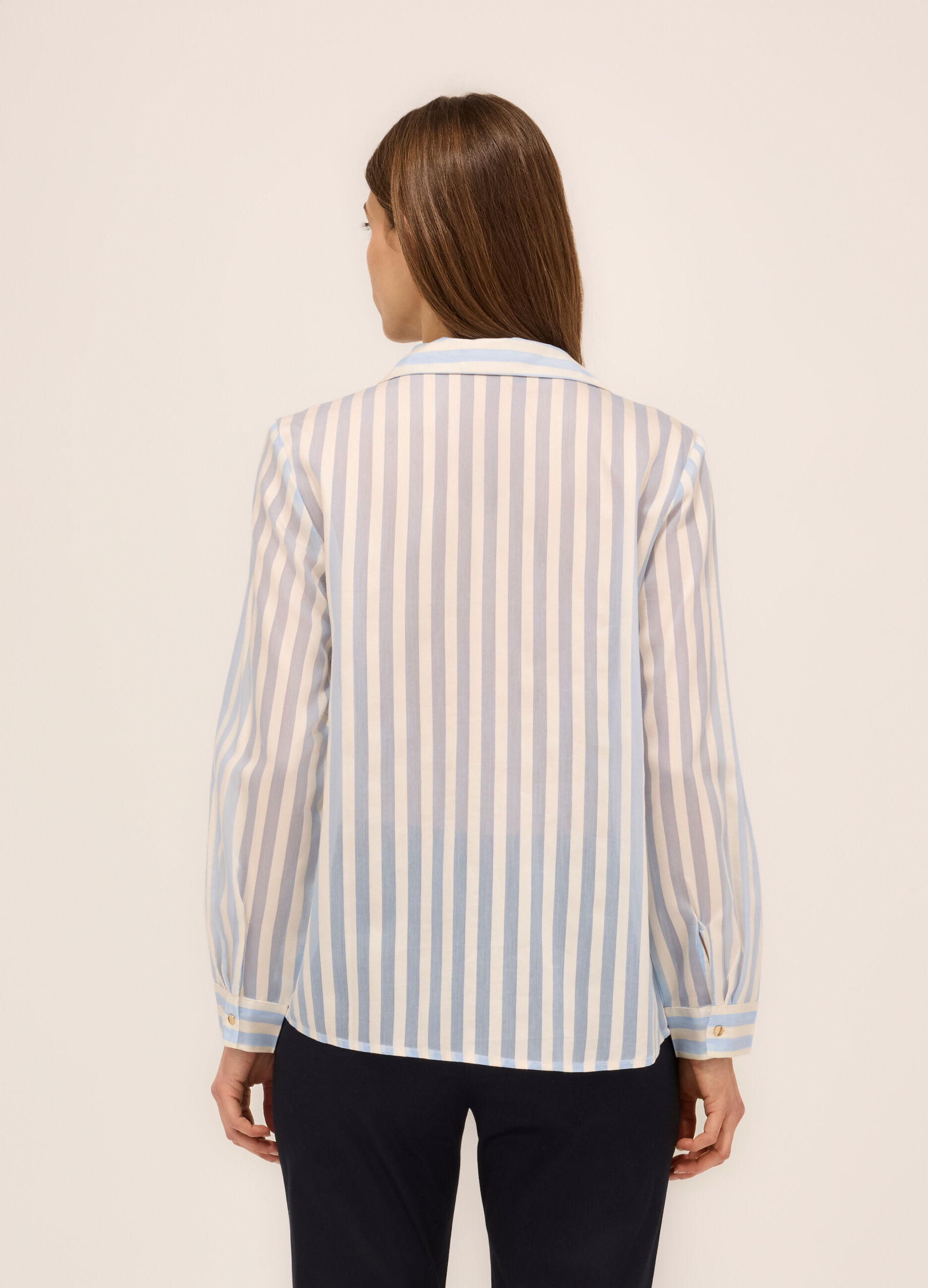 Camicia a righe in misto lyocell donna_1