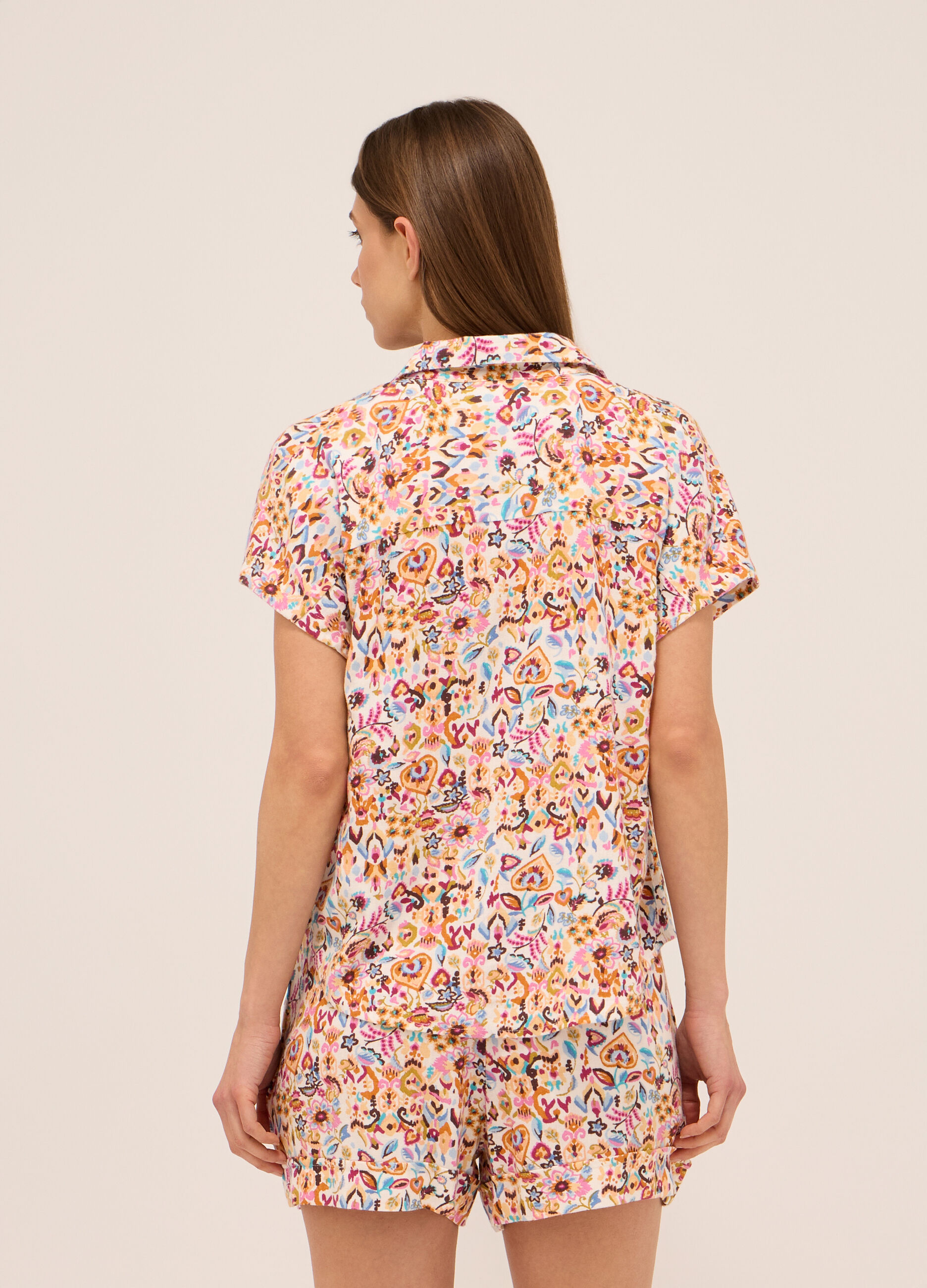 Blusa misto lino con stampa donna_1