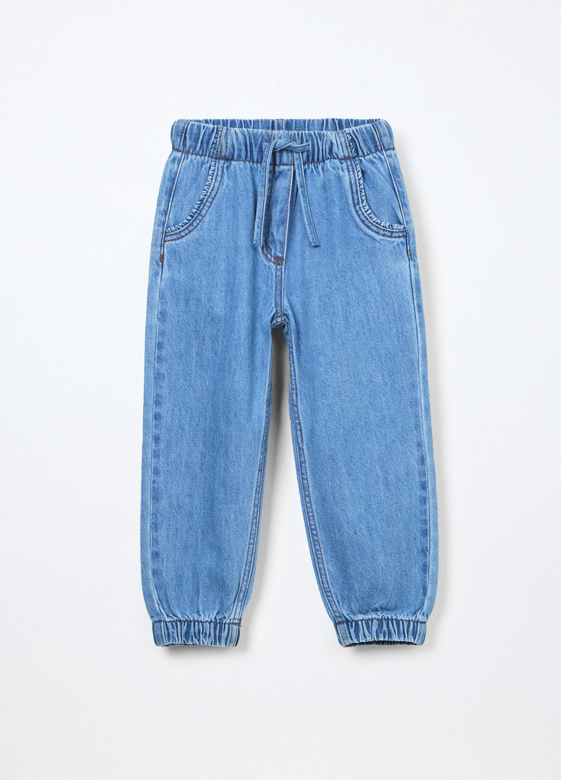Jogger in denim misto cotone bambina_0