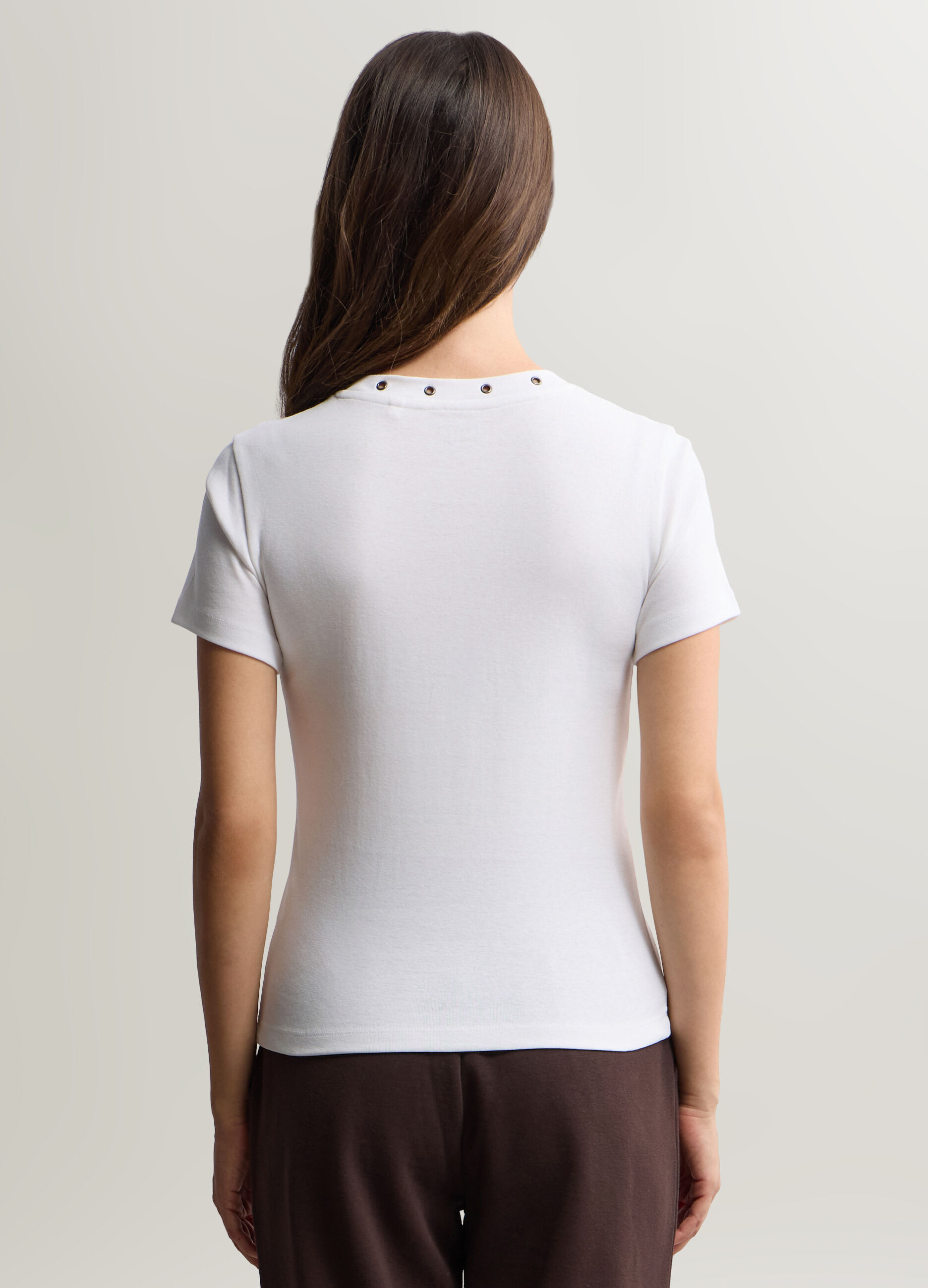 T-shirt girocollo in puro cotone donna_1
