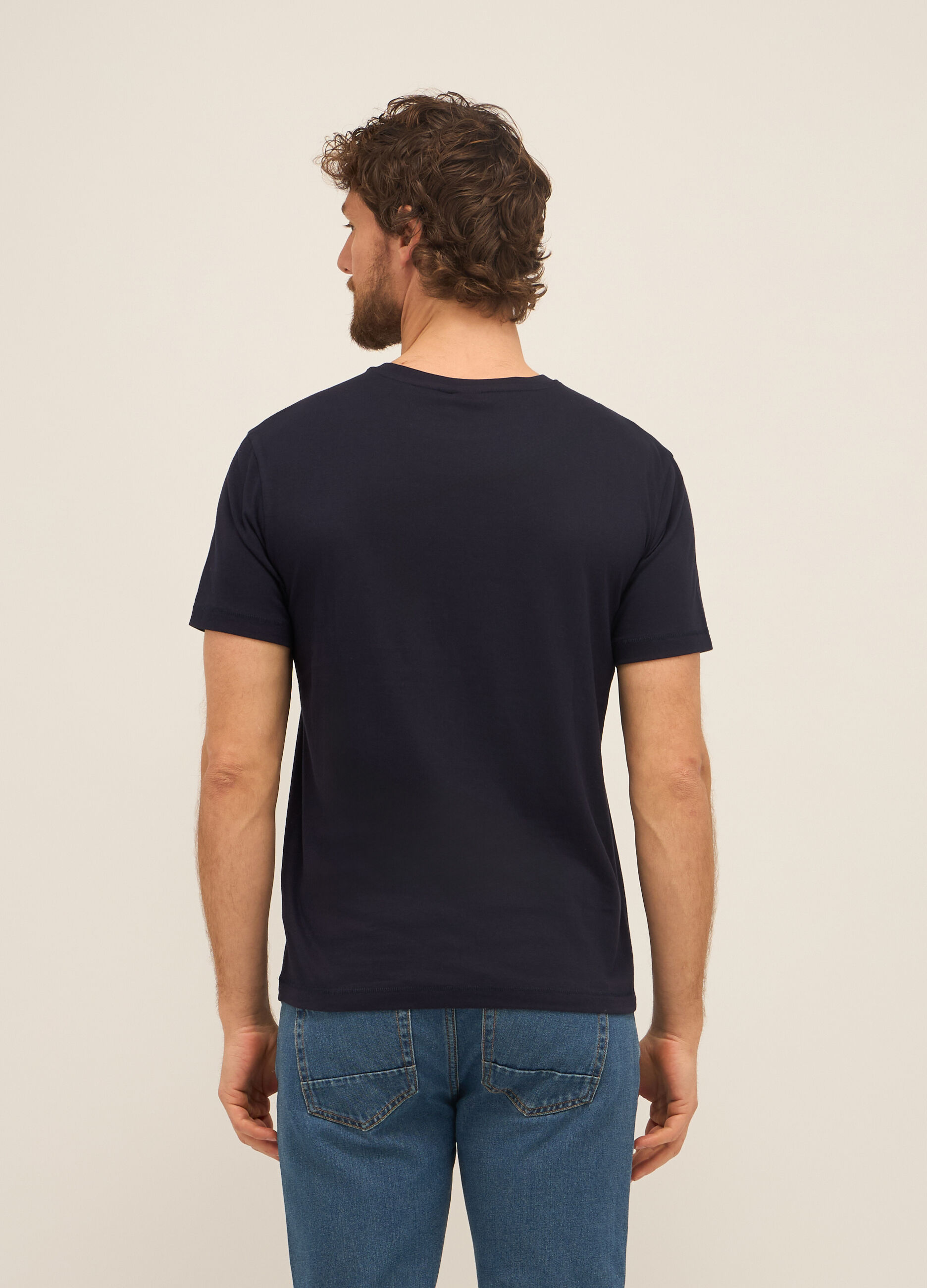 T-shirt girocollo in puro cotone con stampa uomo_1