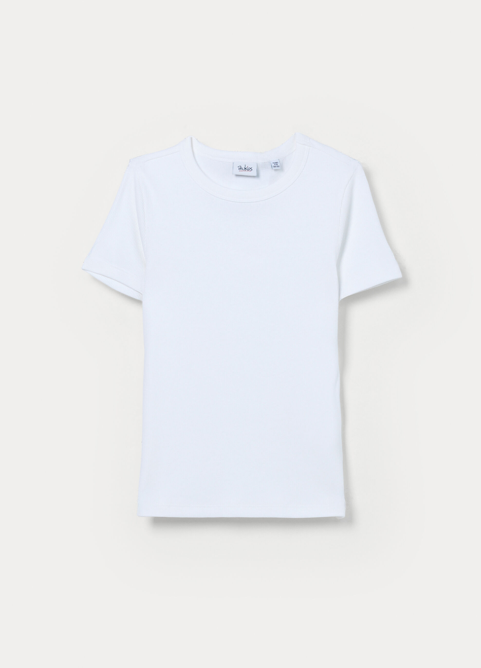 T-shirt in costina di cotone stretch ragazza_0