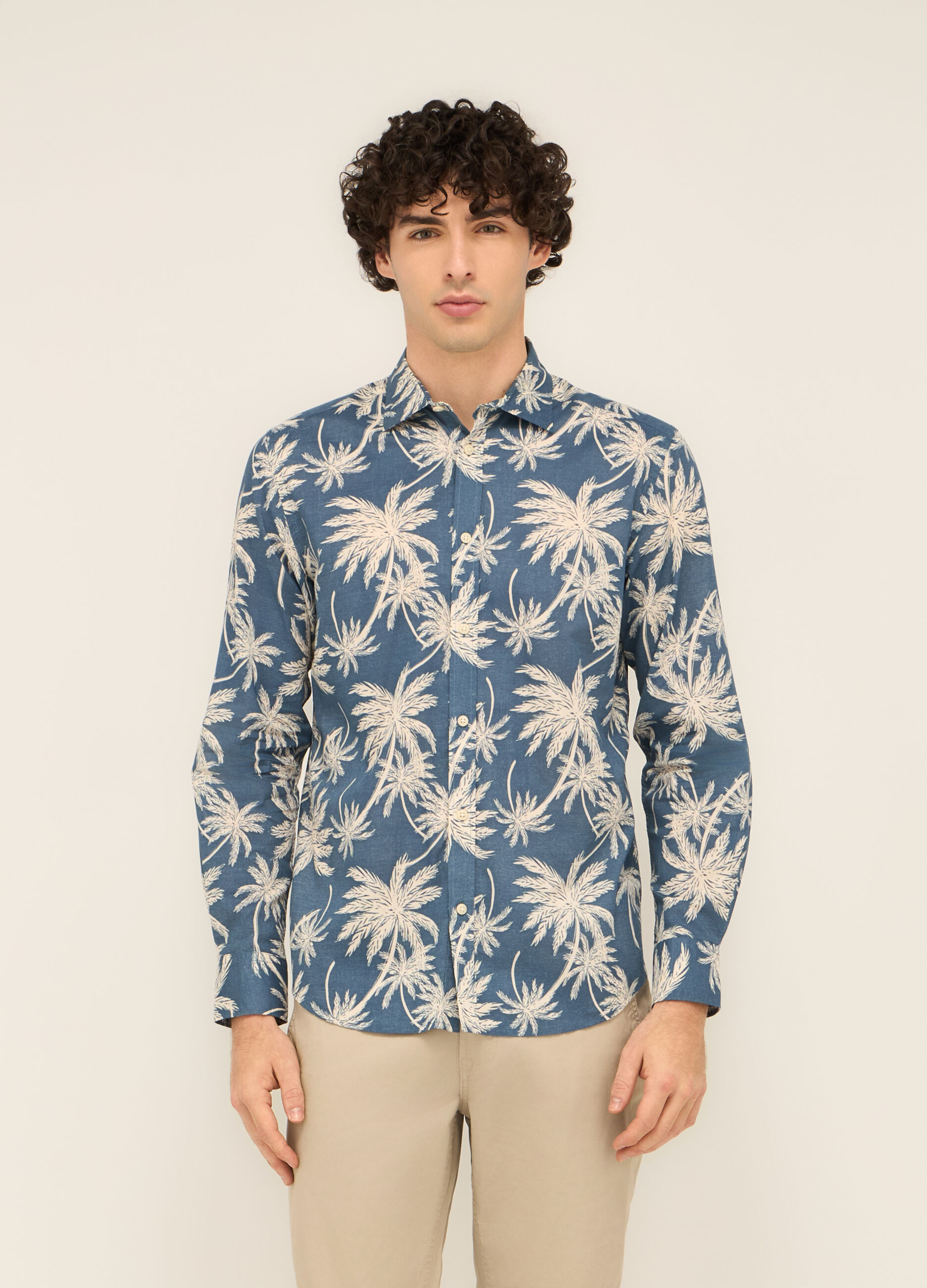 Camicia regular fit in cotone con stampa uomo_0