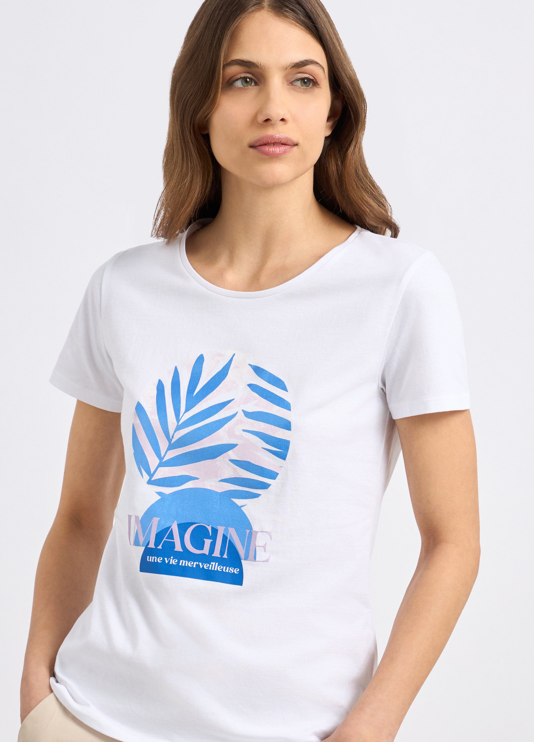 T-shirt in puro cotone con stampa donna_2