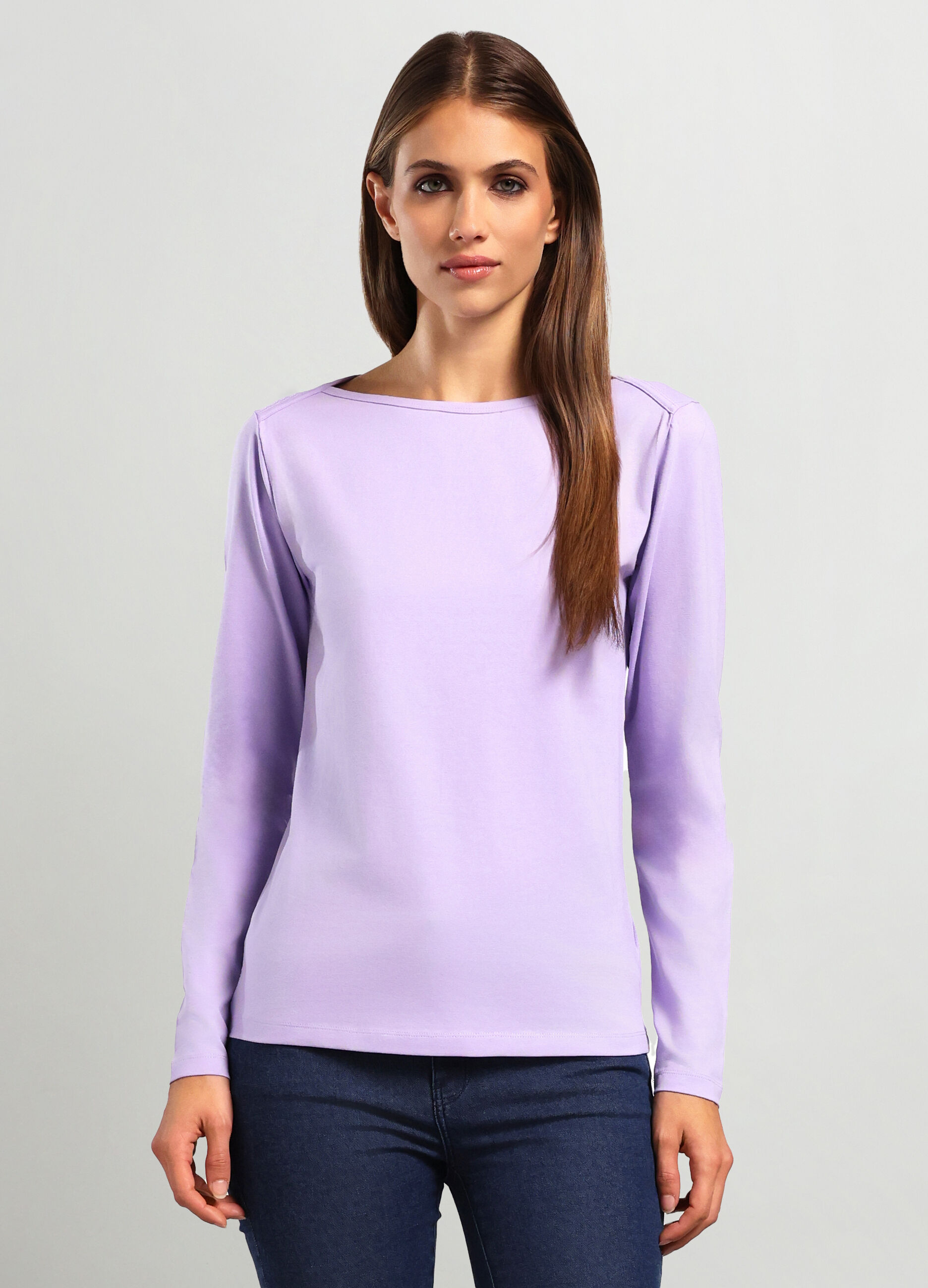 T-shirt in jersey di cotone stretch donna _0