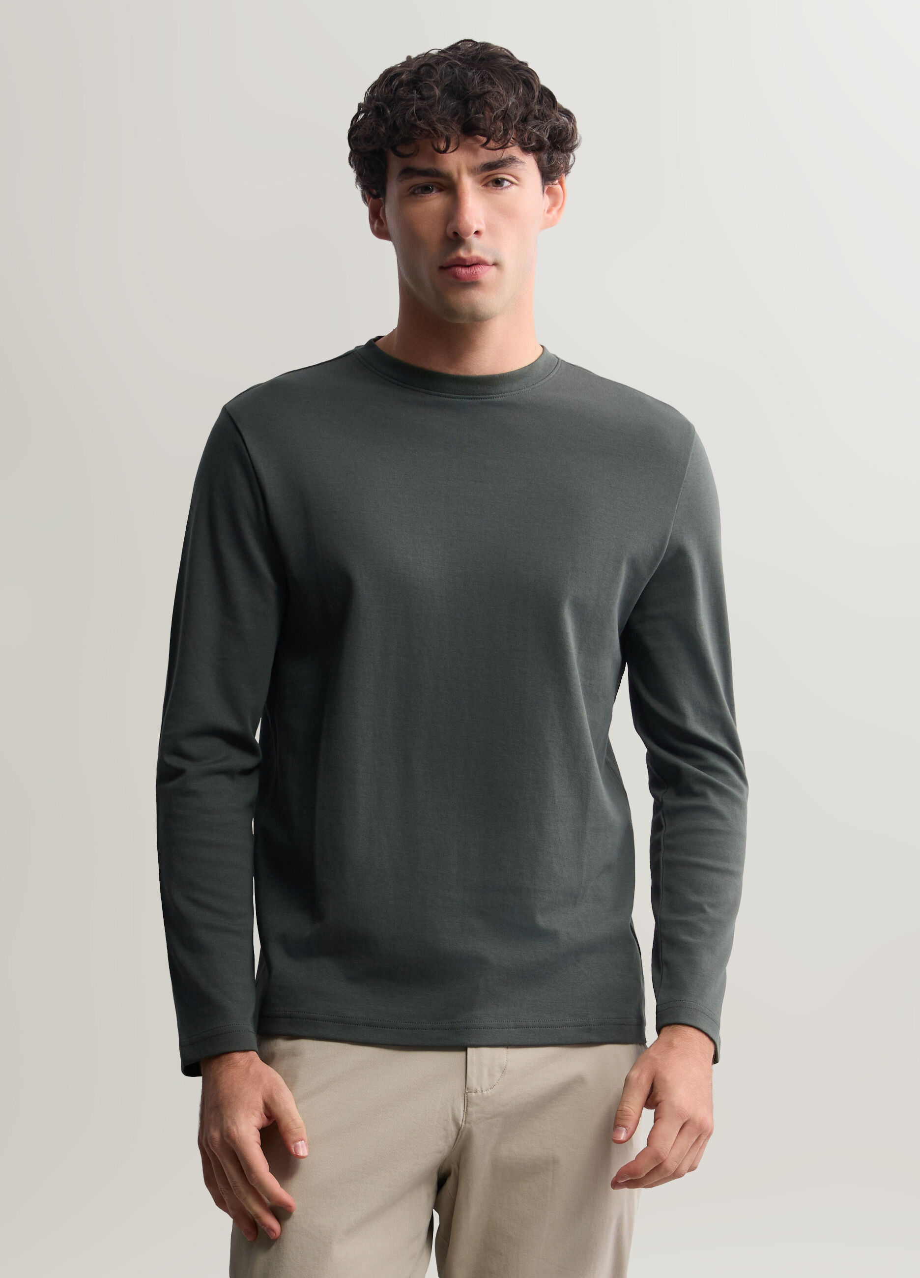 Maglia girocollo in interlock di cotone uomo_0