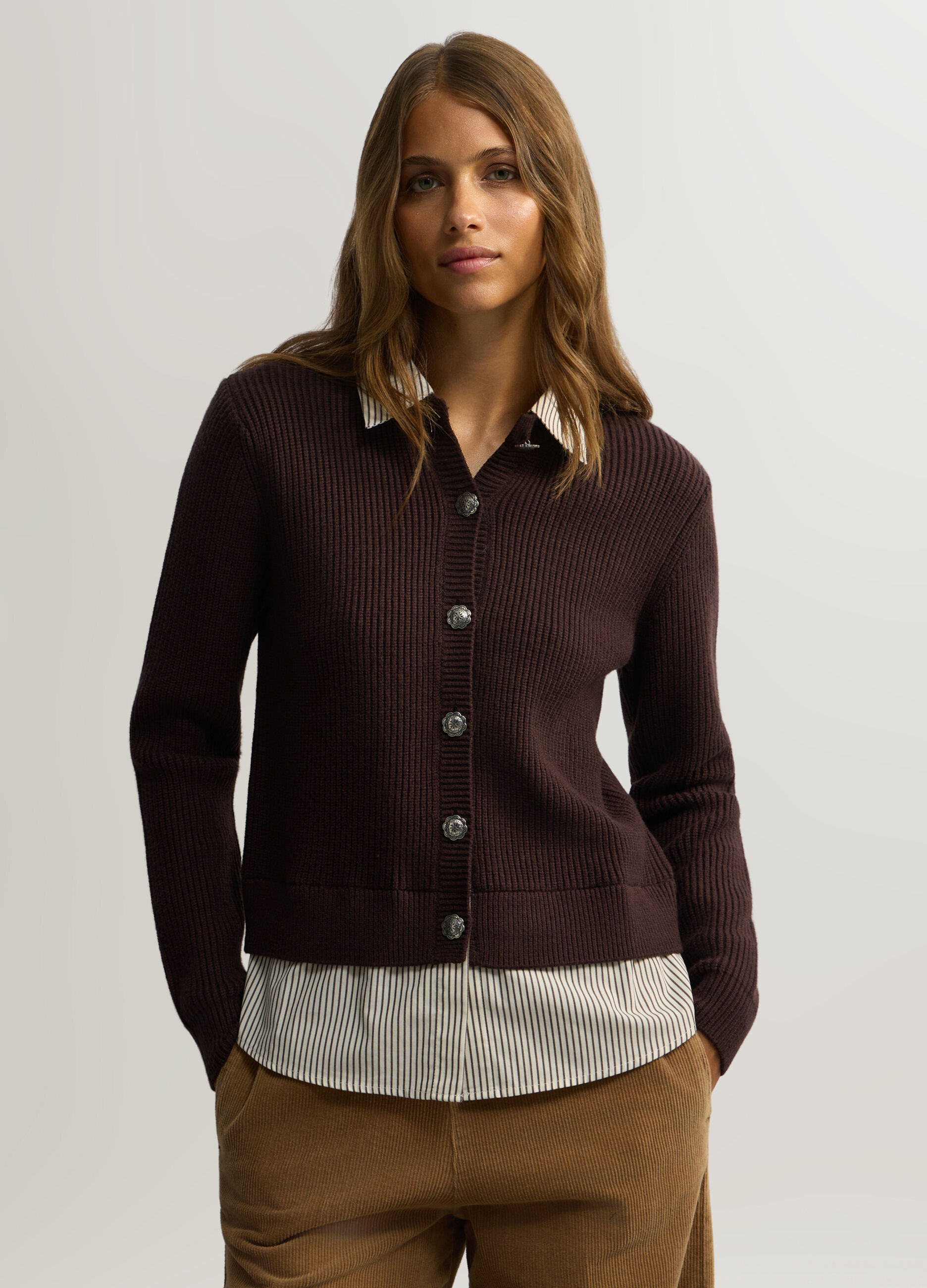 Cardigan in costina donna_0