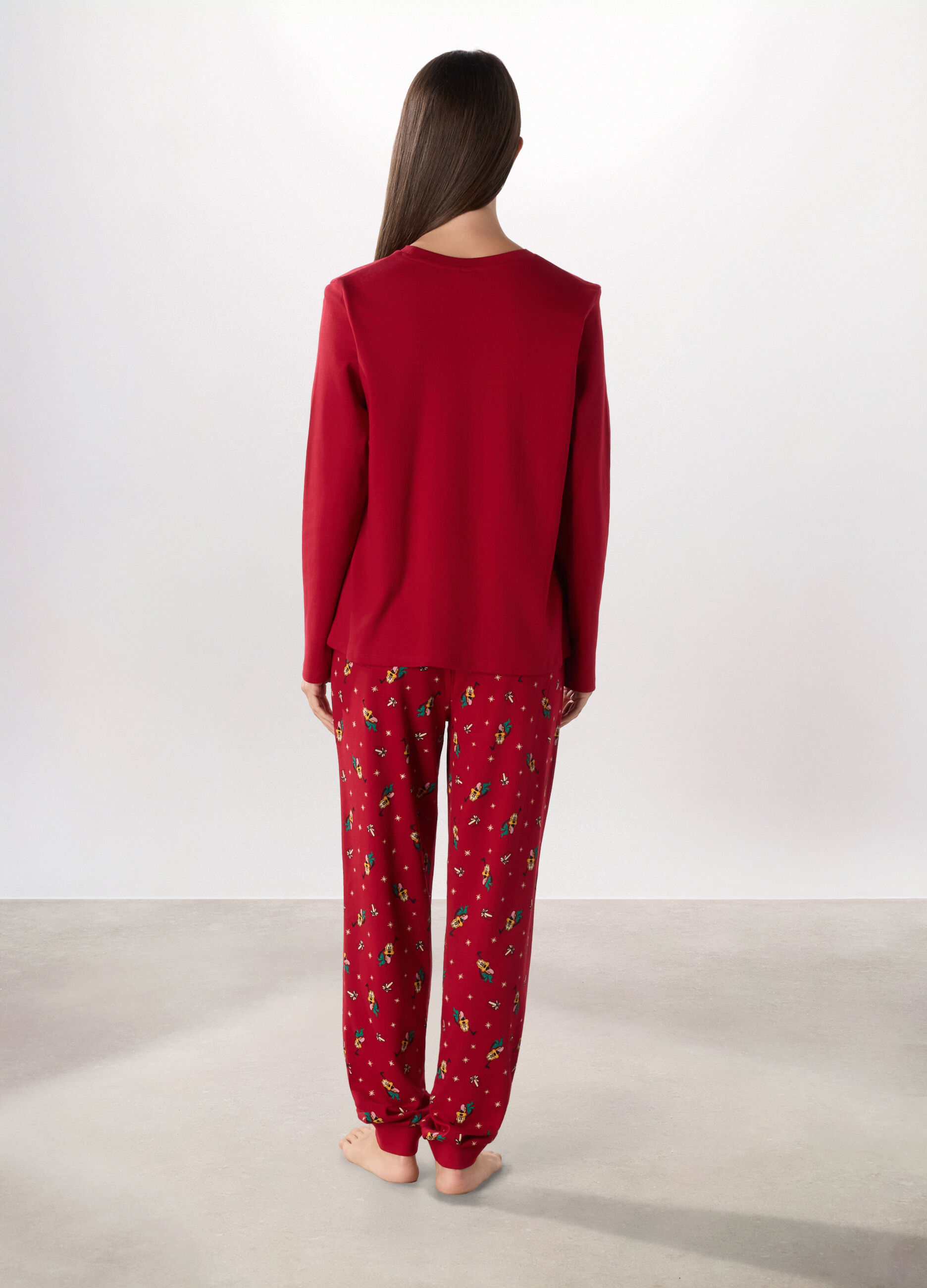 Set pigiama lungo in interlock di puro cotone donna_1