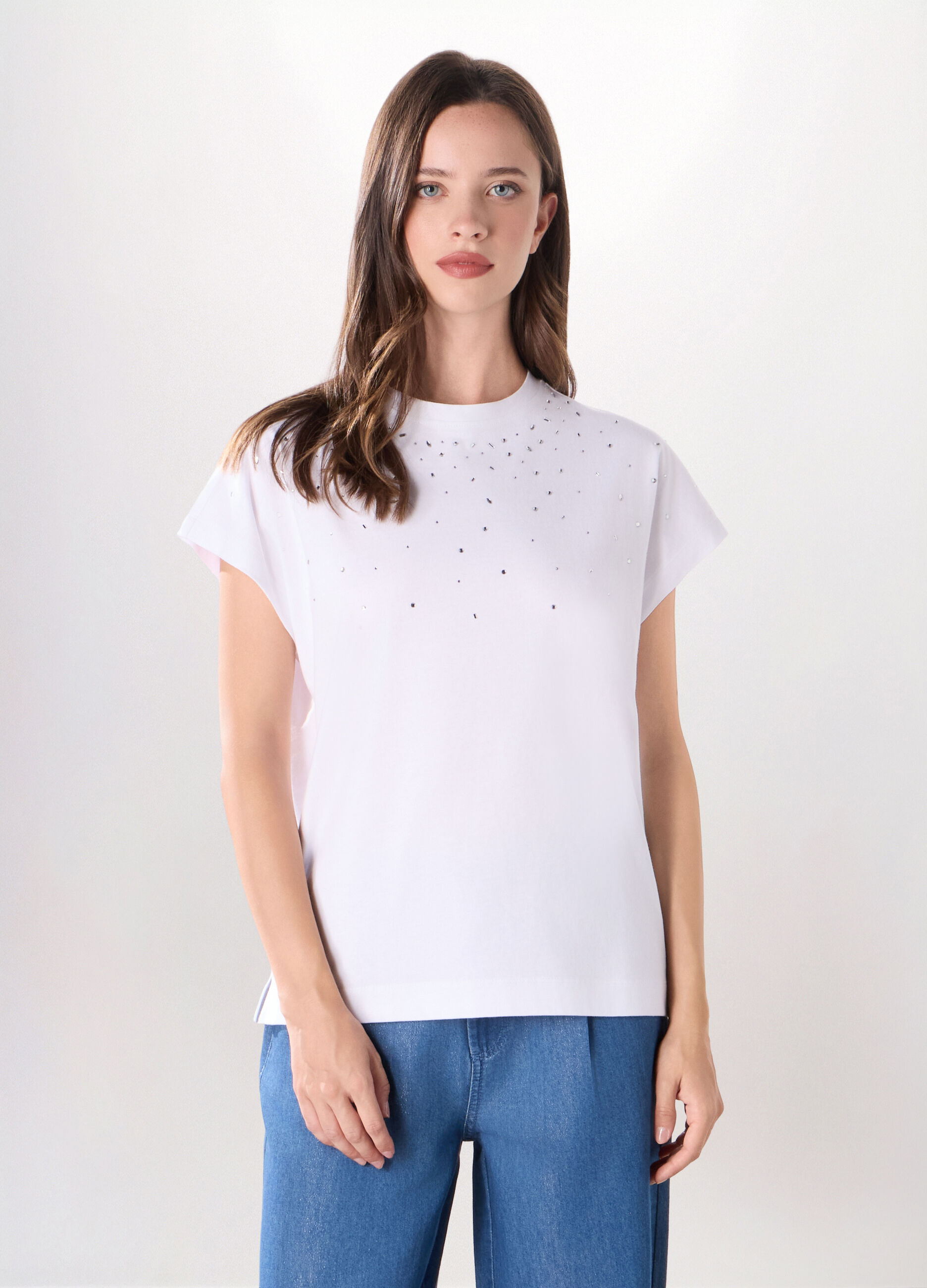 T-shirt in jersey di puro cotone donna_0
