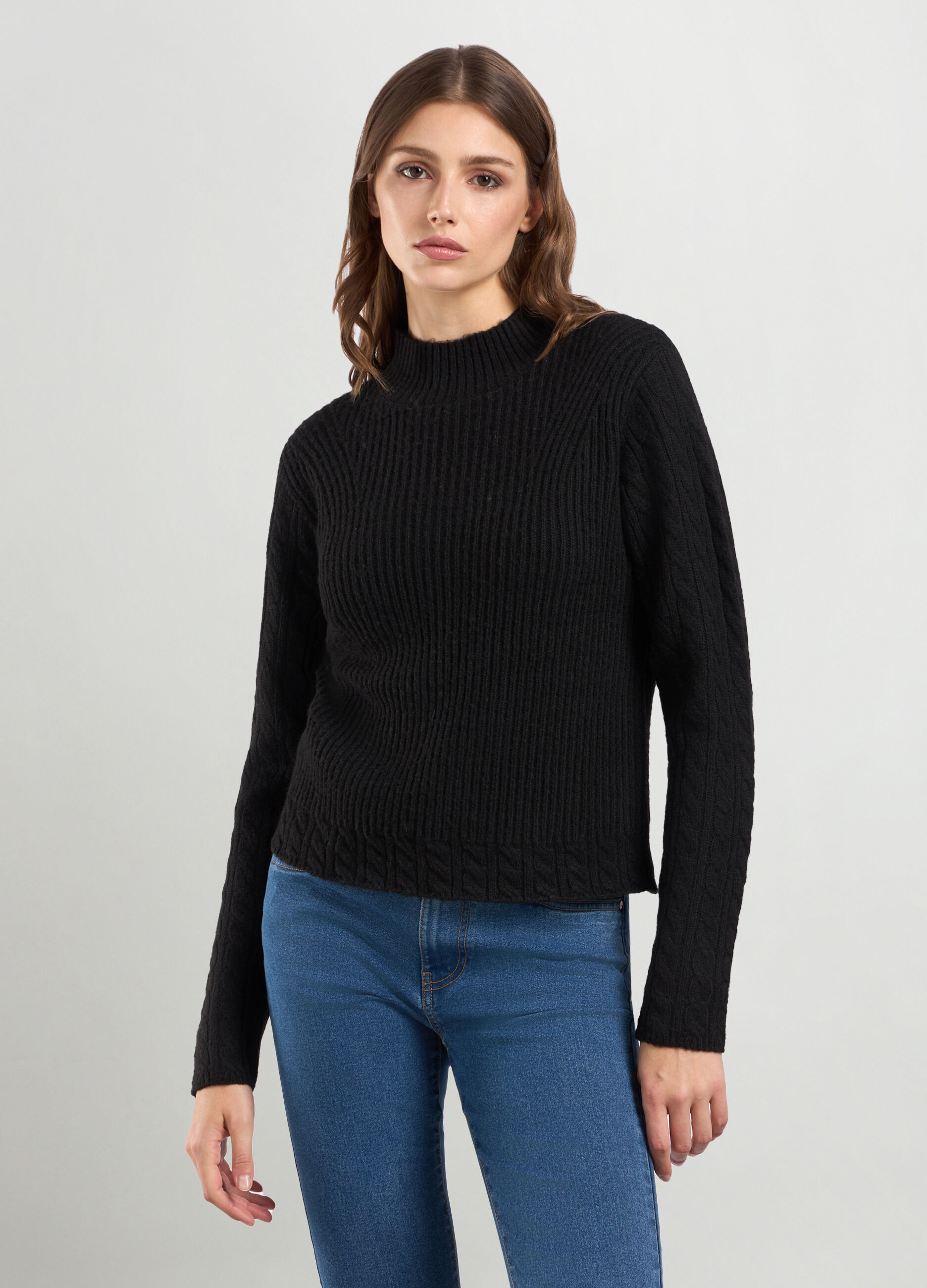 Pullover misto lana a collo alto donna_0