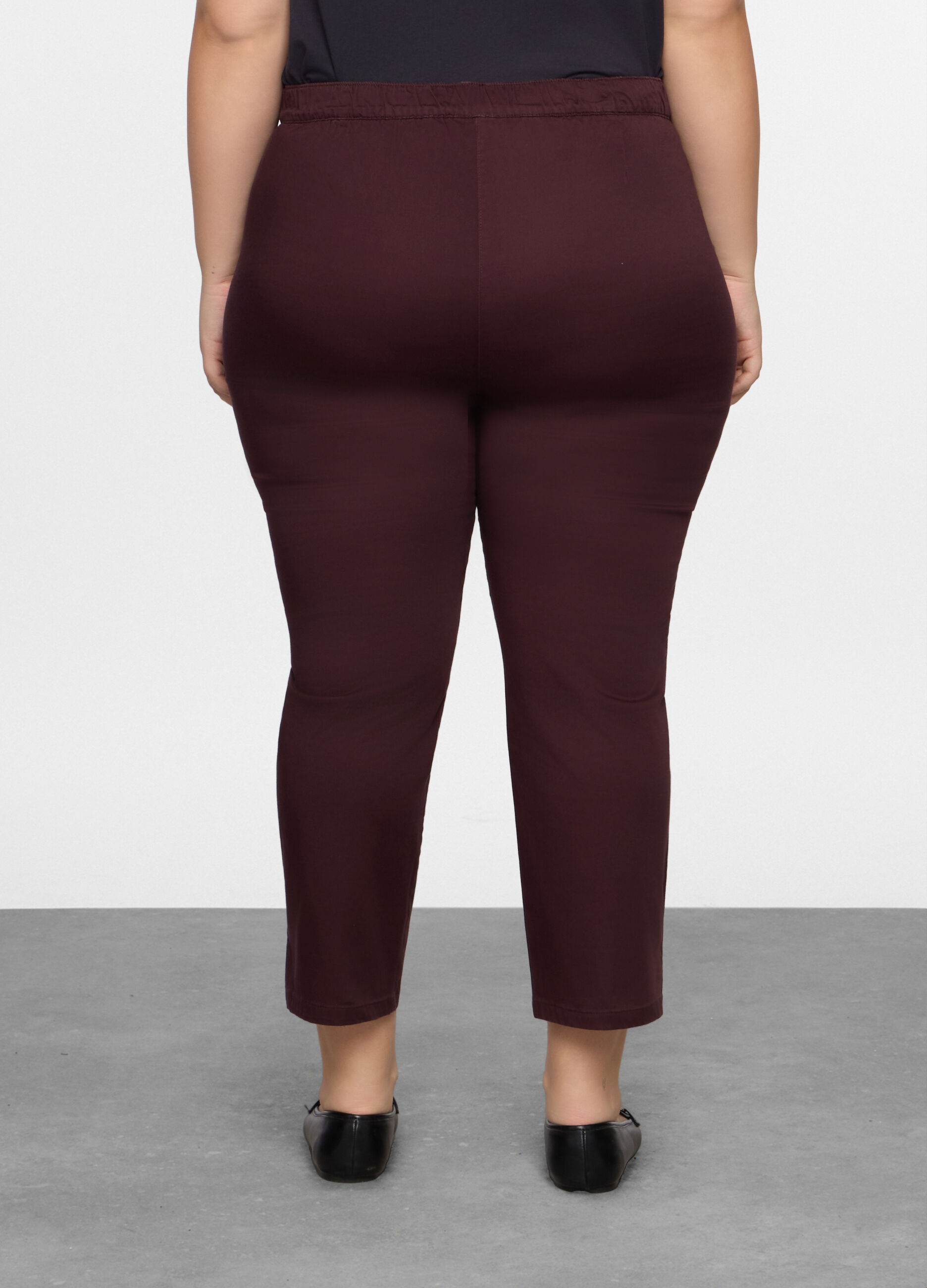 Pantaloni regular fit in raso stretch donna curvy_1