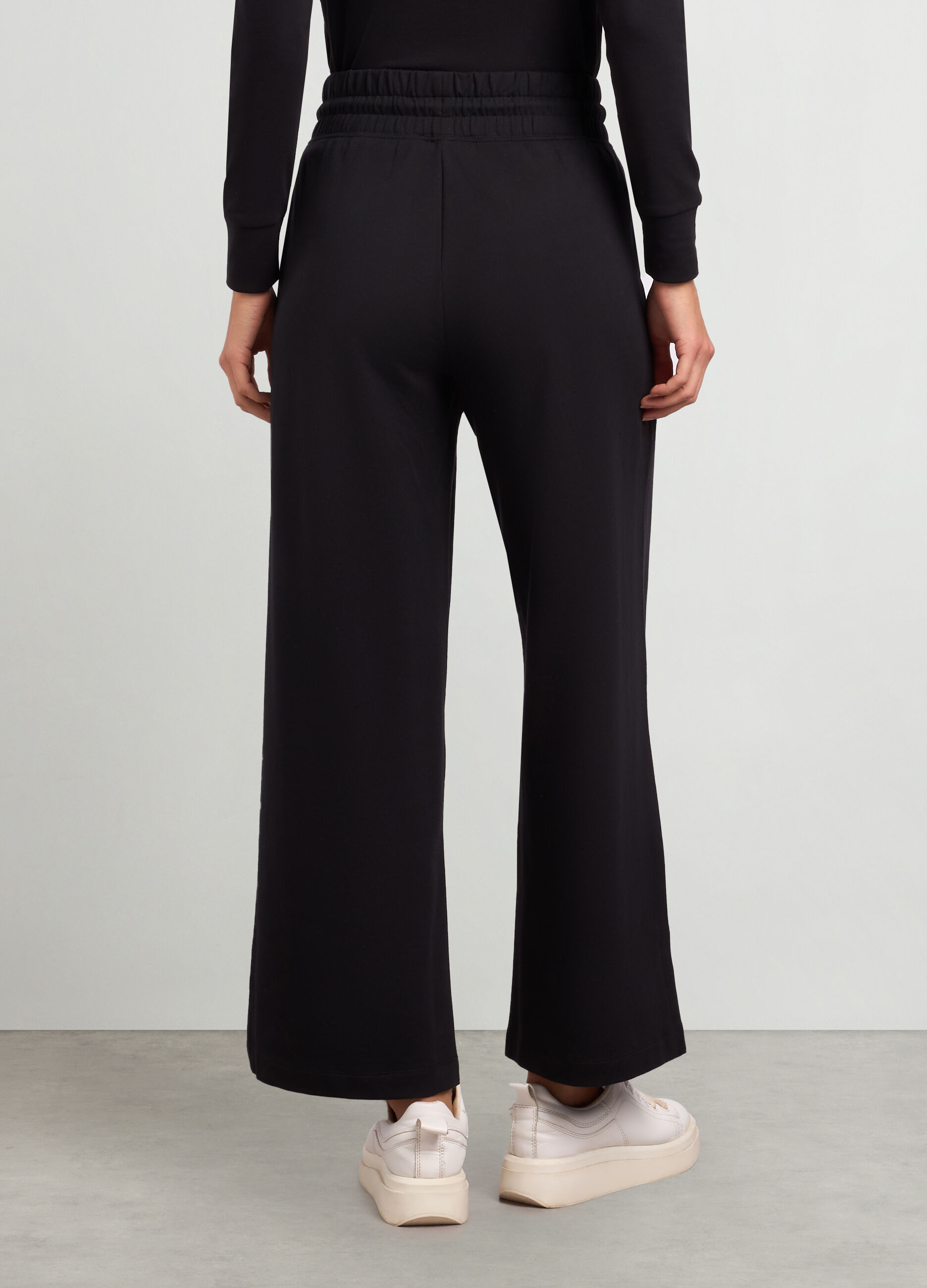 Joggers wide leg in felpa di cotone stretch donna_1