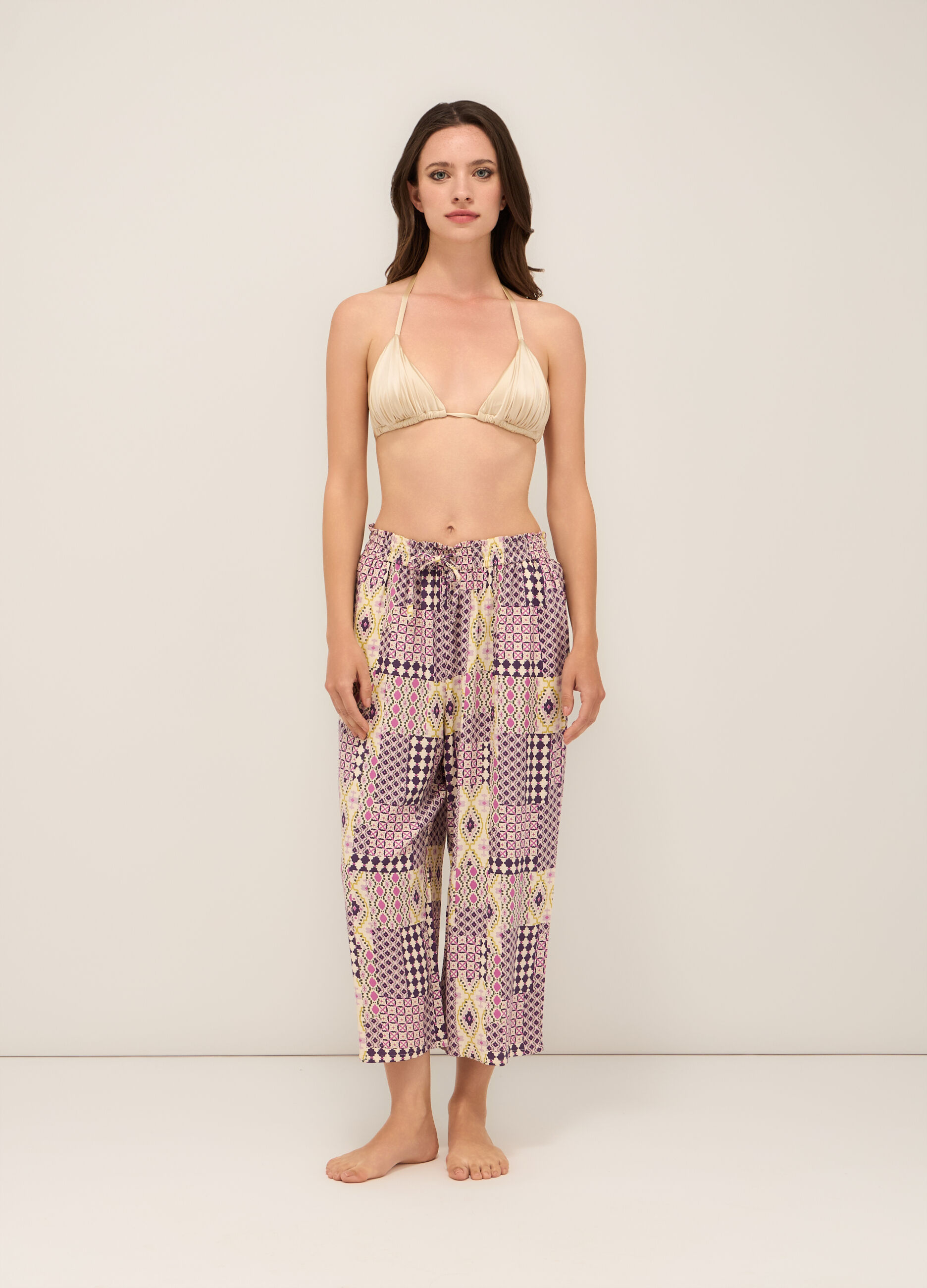 Pantaloni lunghi pigiama in pura viscosa donna_0