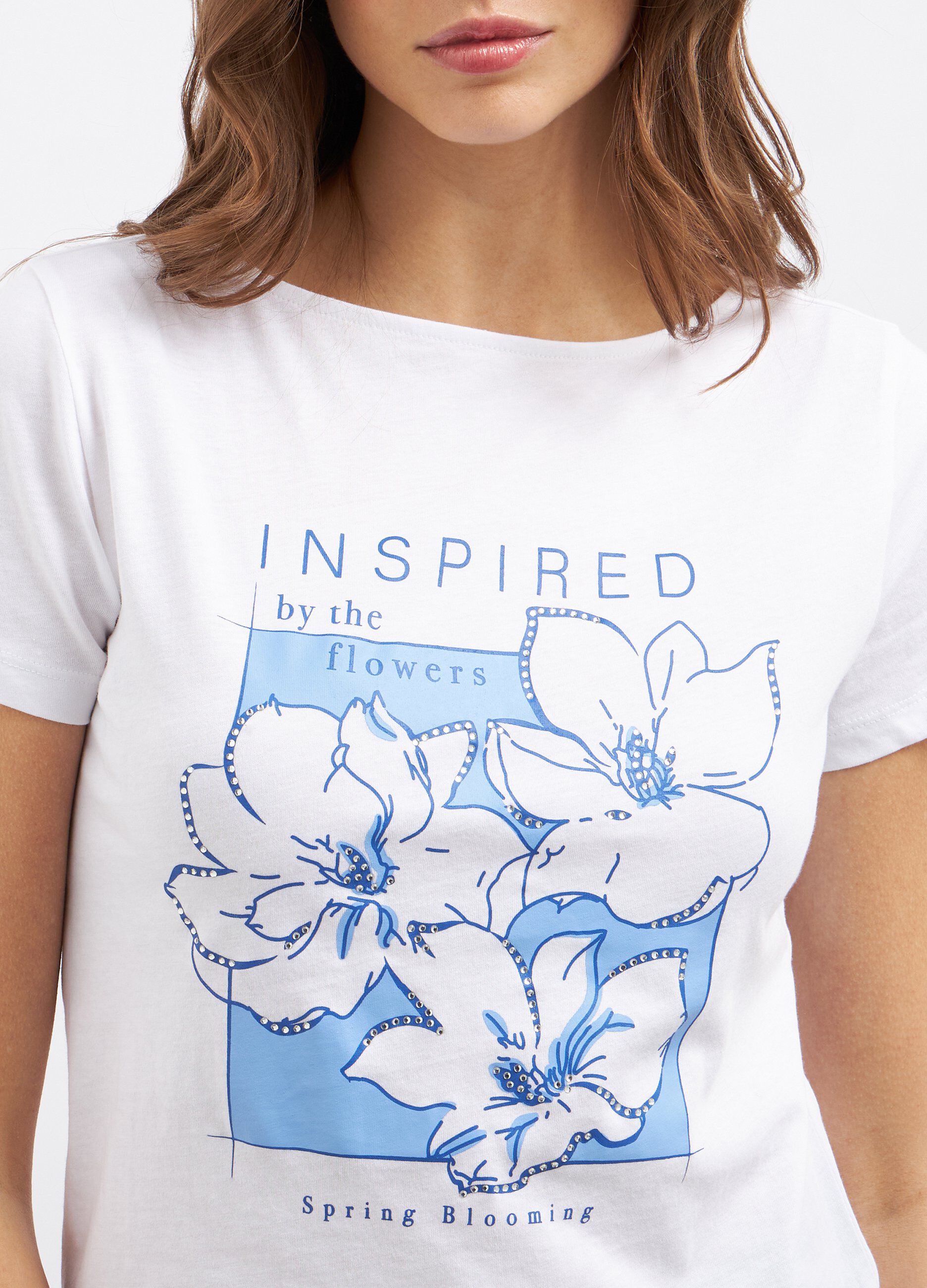 T-shirt in puro cotone con scollo a barchetta donna_2
