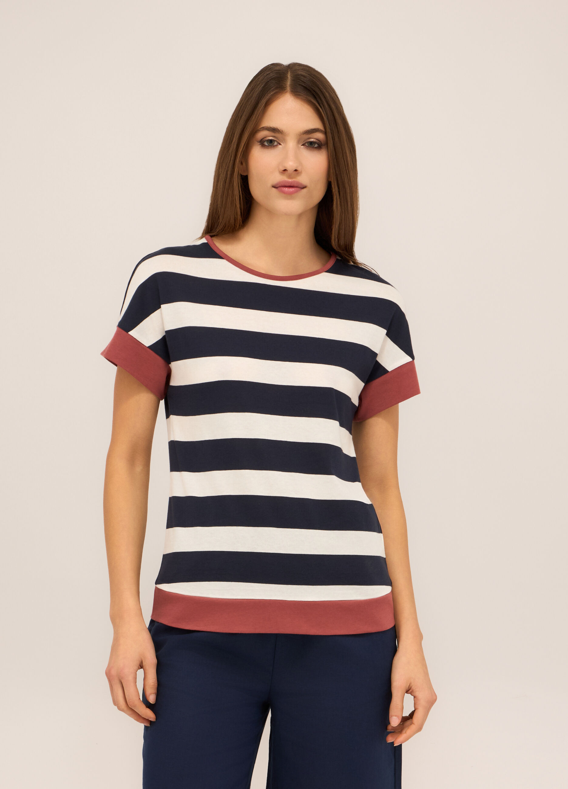 T-shirt in jersey di puro cotone donna_0