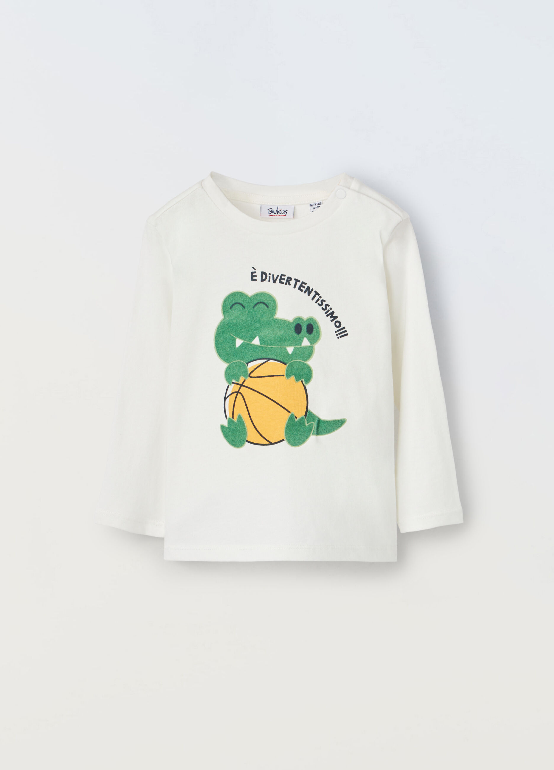 T-shirt a maniche lunghe in puro cotone neonato_0