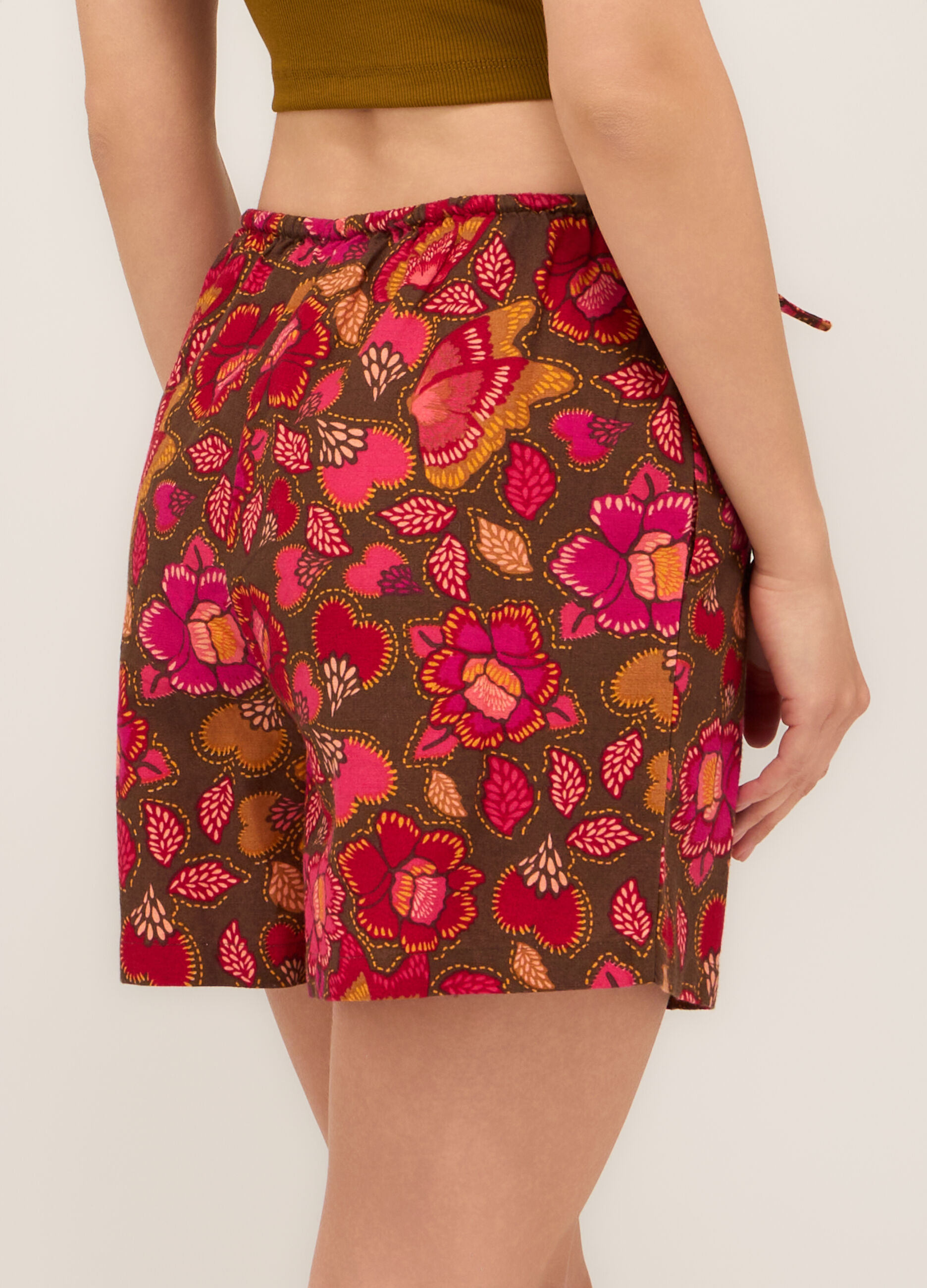 Shorts in misto lino donna_2