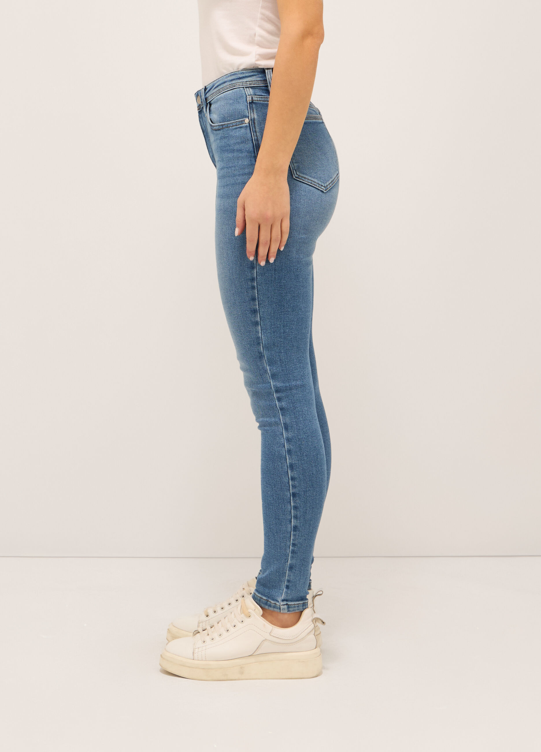 Treggings stretch denim di misto cotone donna_2