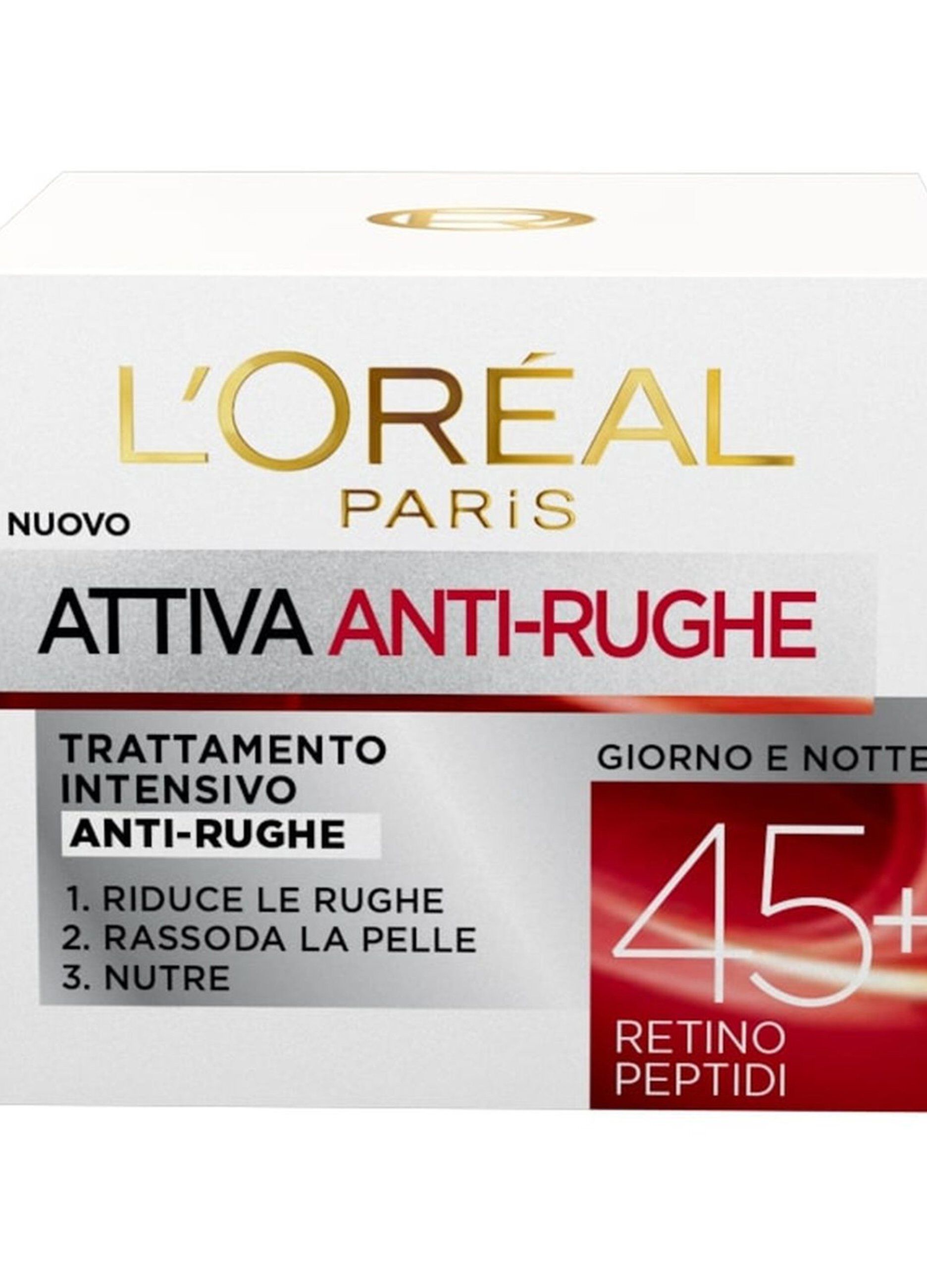 L'Oréal Paris Crema Viso Anti-rughe Attiva 45+, Trattamento Intensivo Anti-rughe, Rassoda e Nutre la Pelle, 50 ml._0