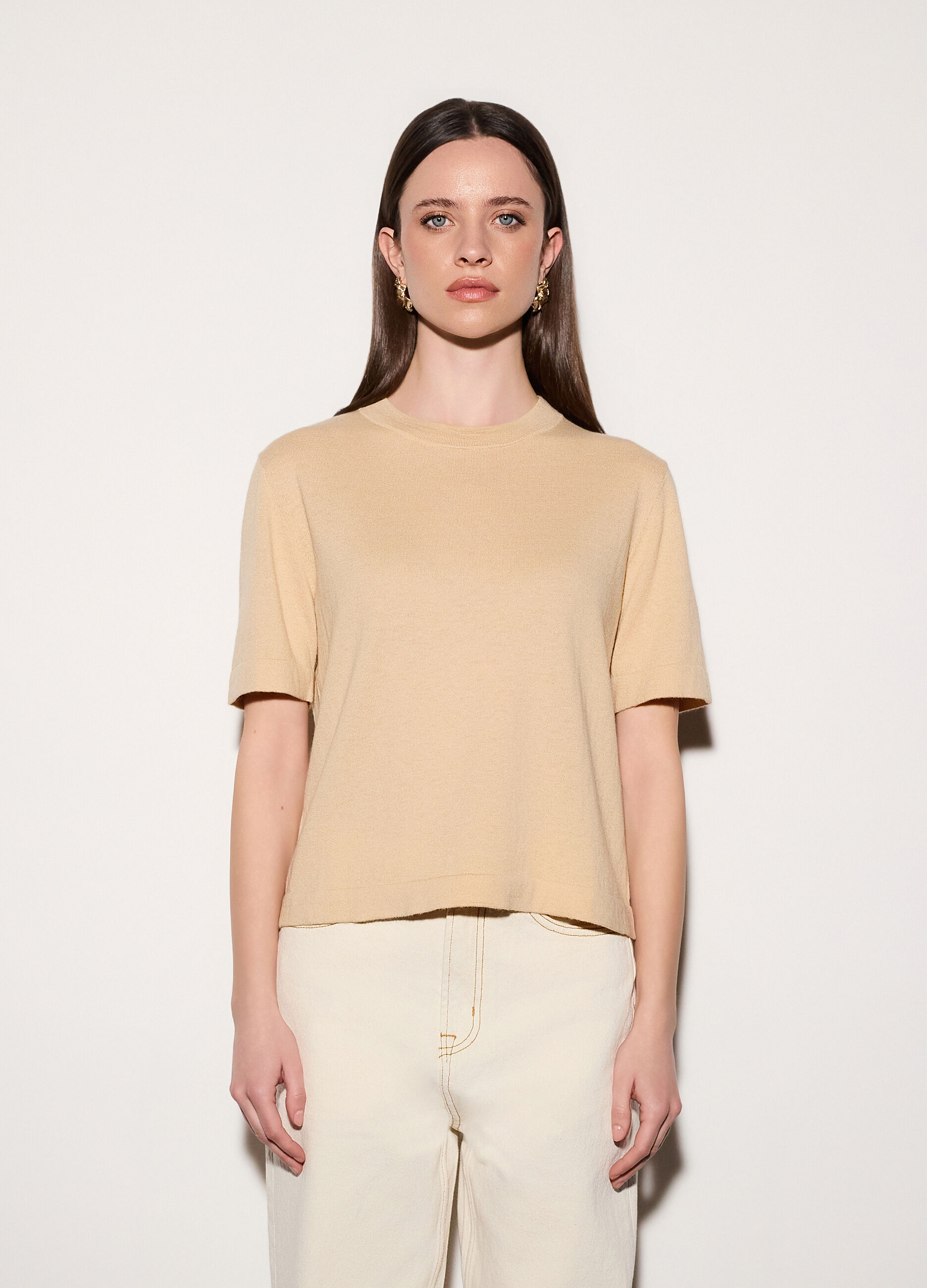 Maglia girocollo rasata donna_1