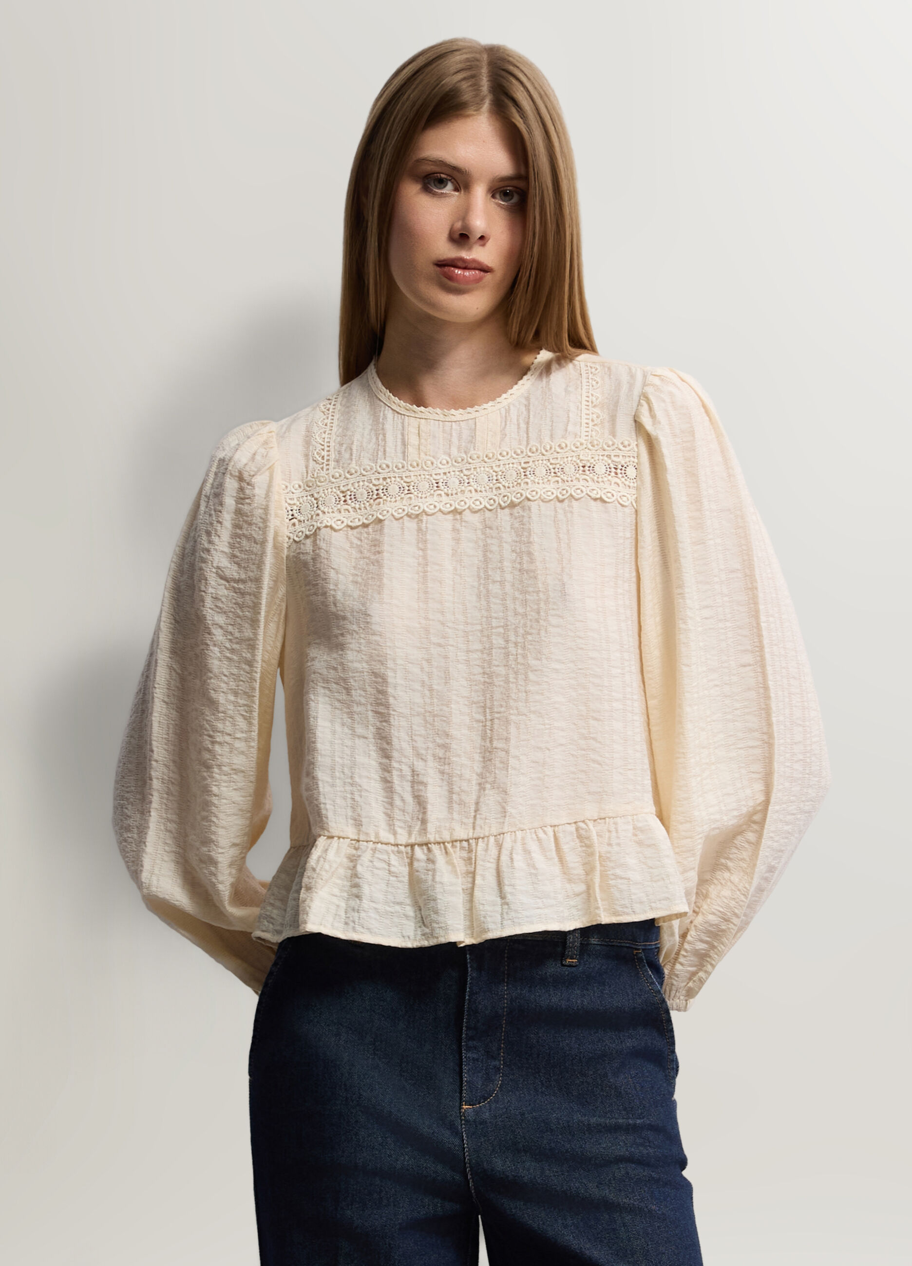 Blusa Fit Regular girocollo in poli viscosa donna_0