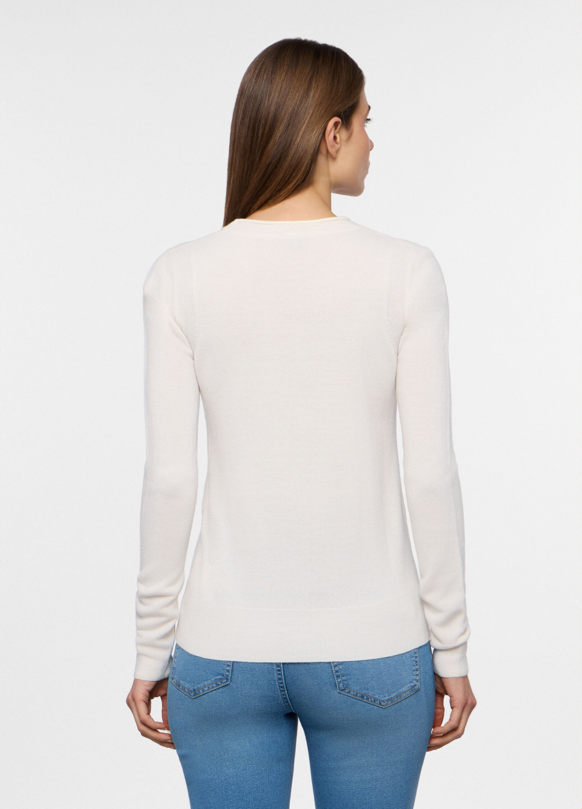 Pullover girocollo rasato donna _1