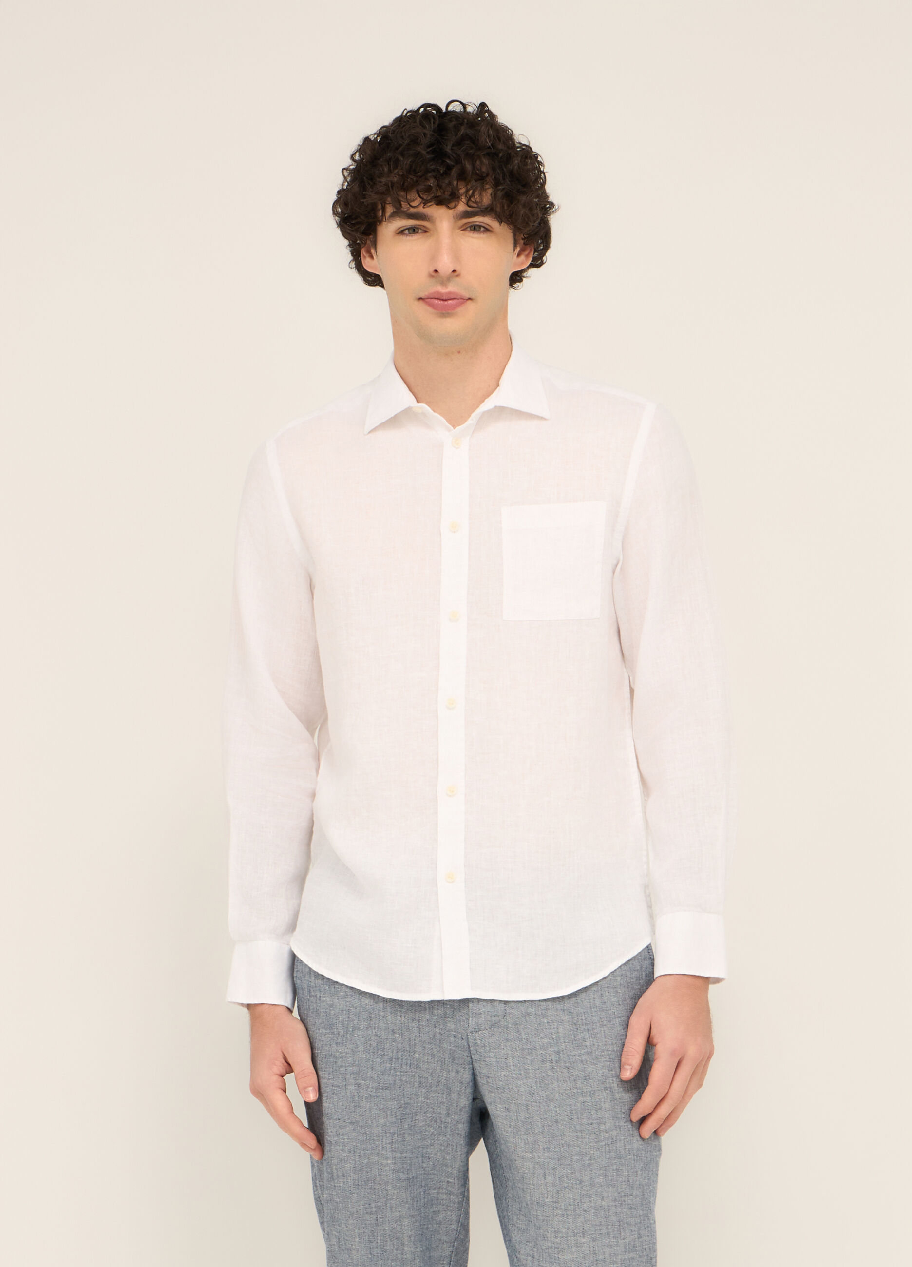 Camicia regular fit in puro lino uomo