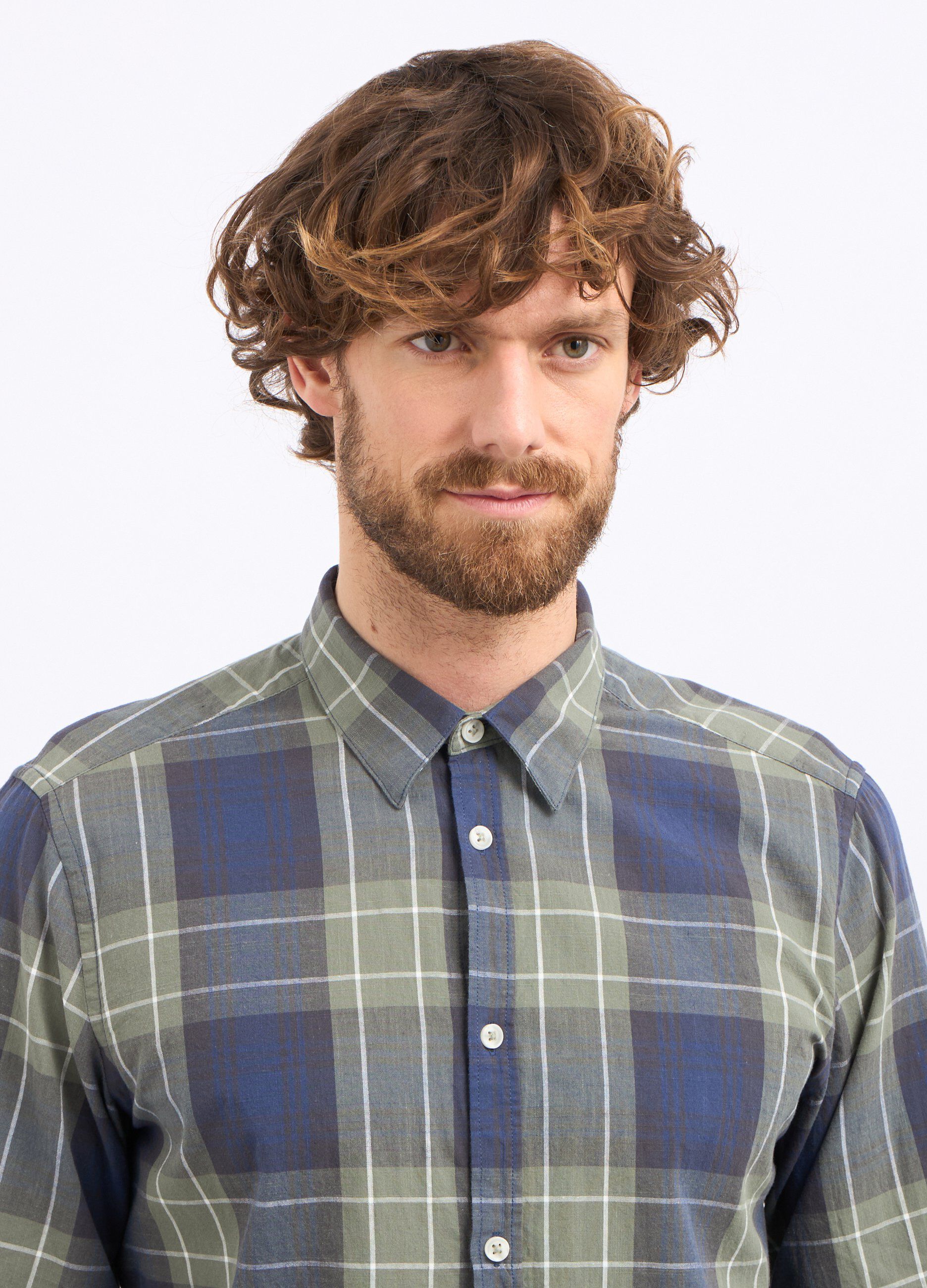 Camicia in puro cotone a quadri uomo_2