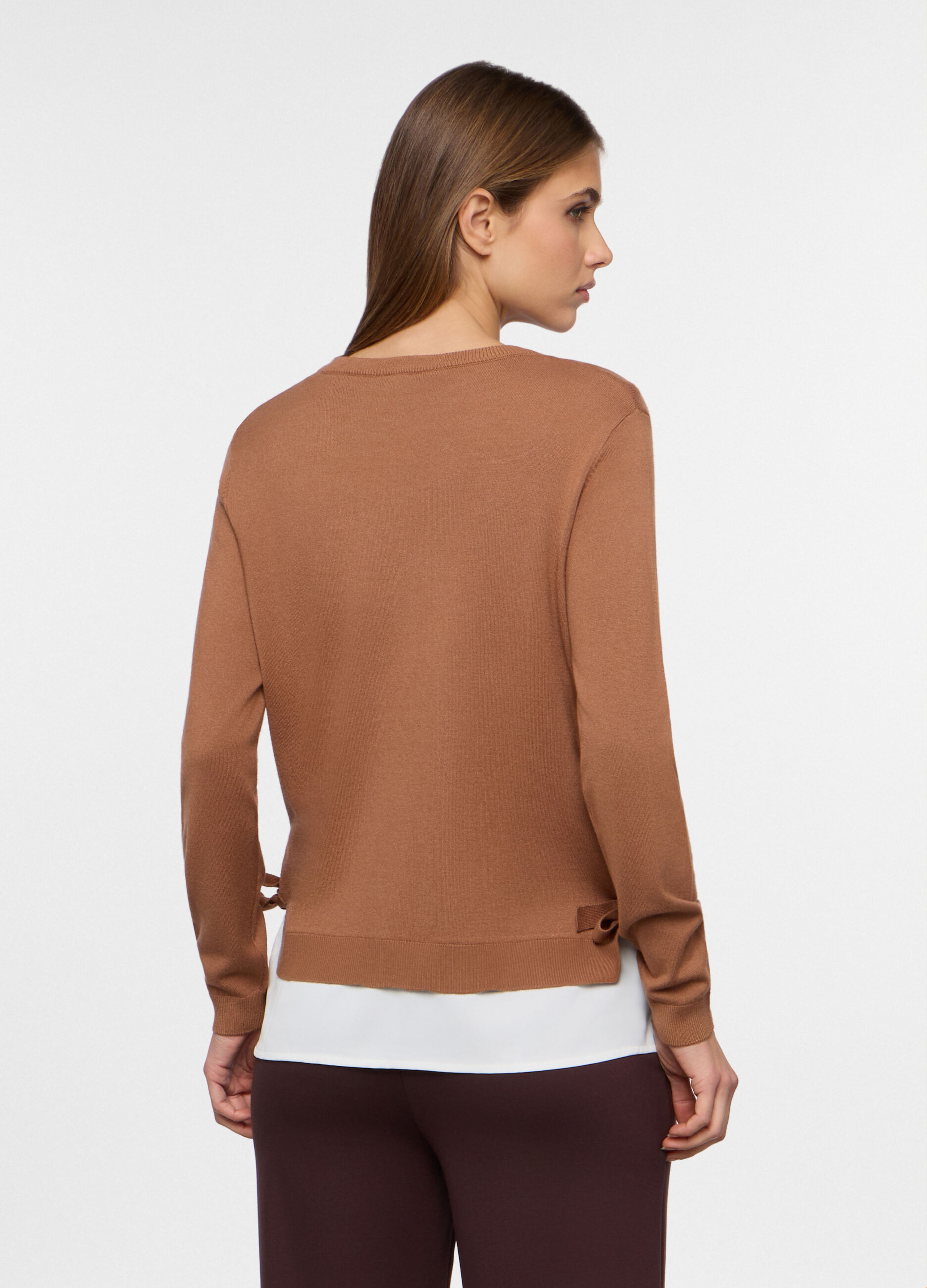 Tricot misto viscosa con inserto donna_1