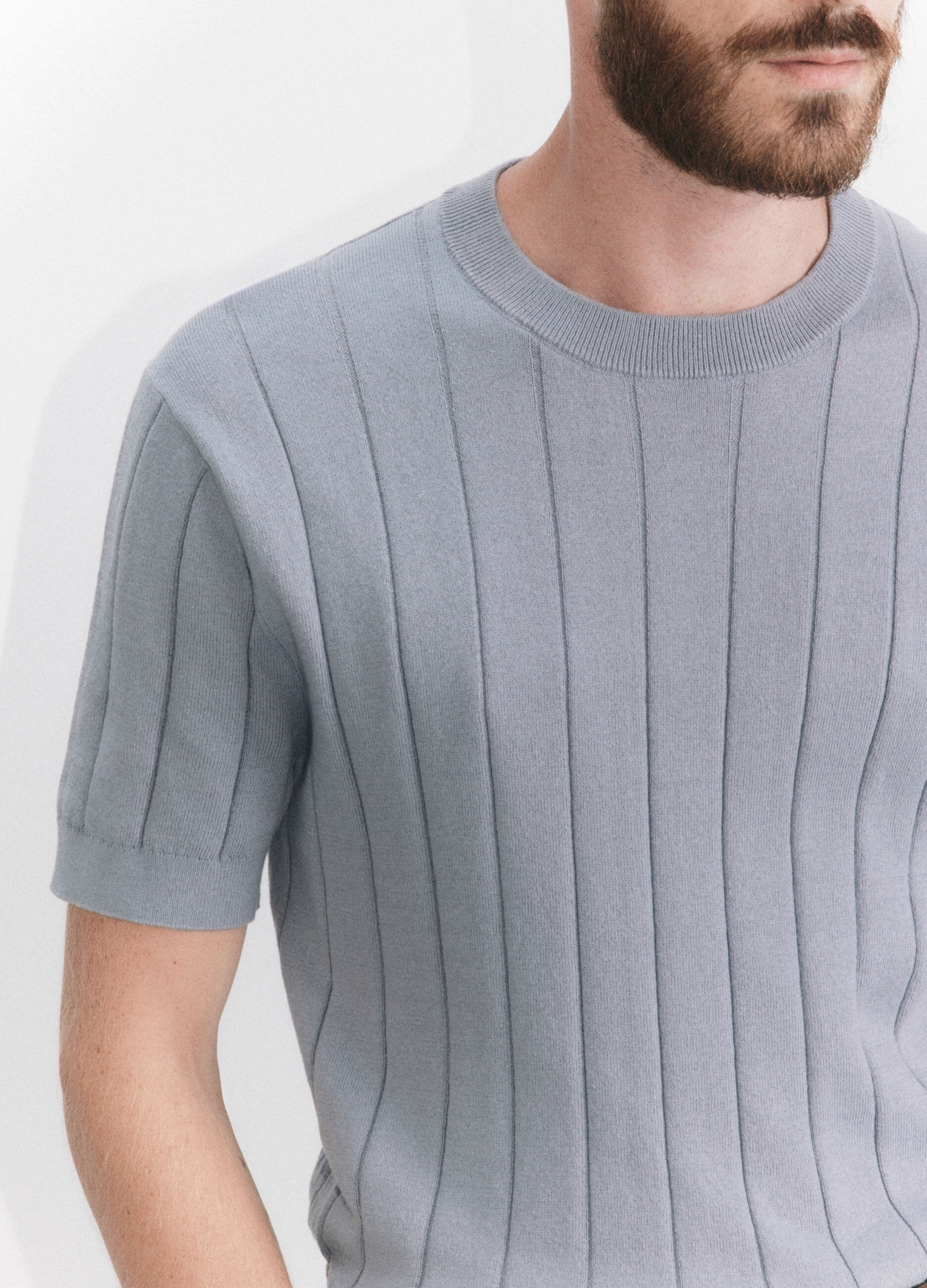 T-shirt in maglia a costa piatta uomo_4