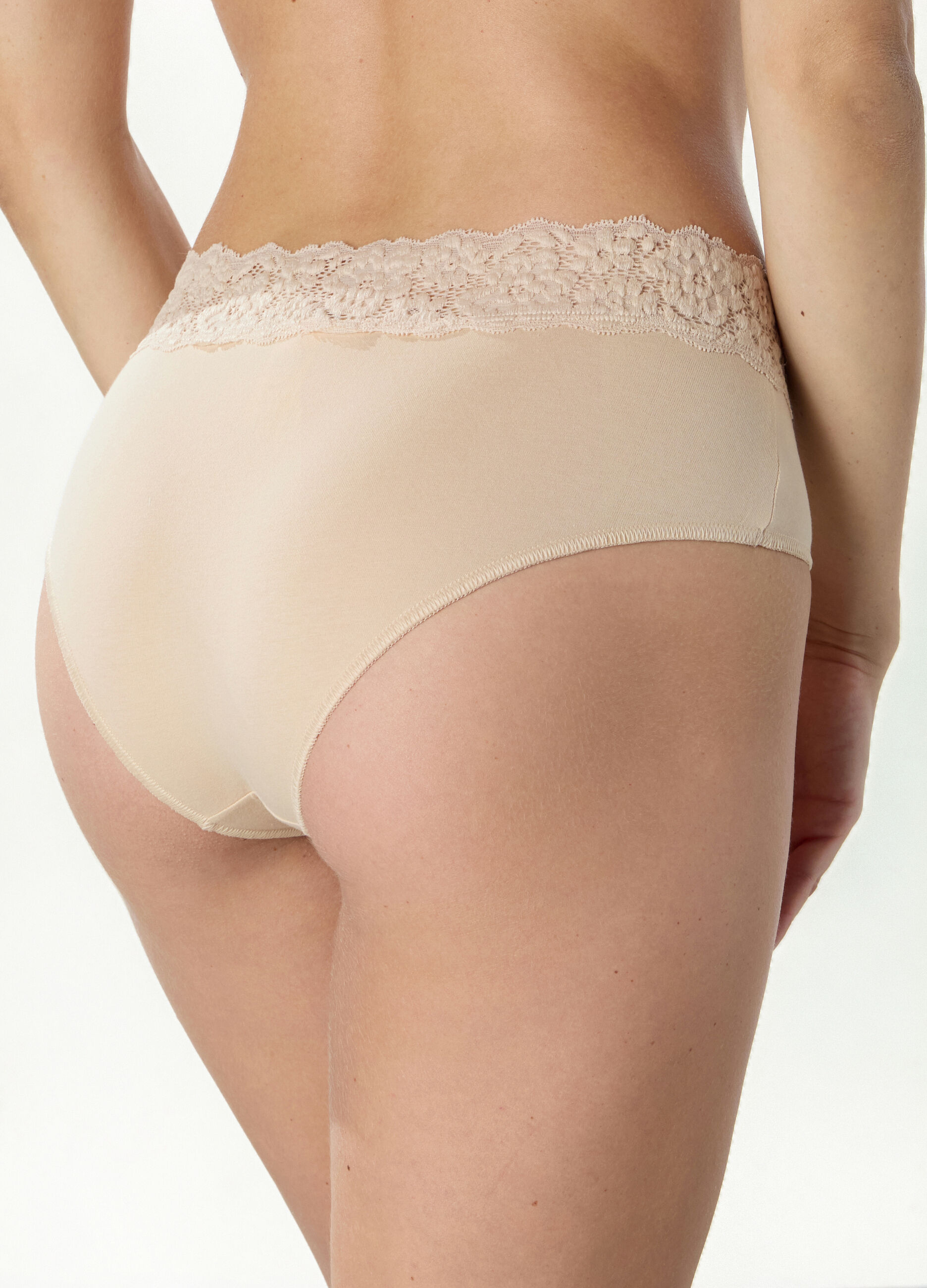 Slip in cotone stretch con pizzo donna_2