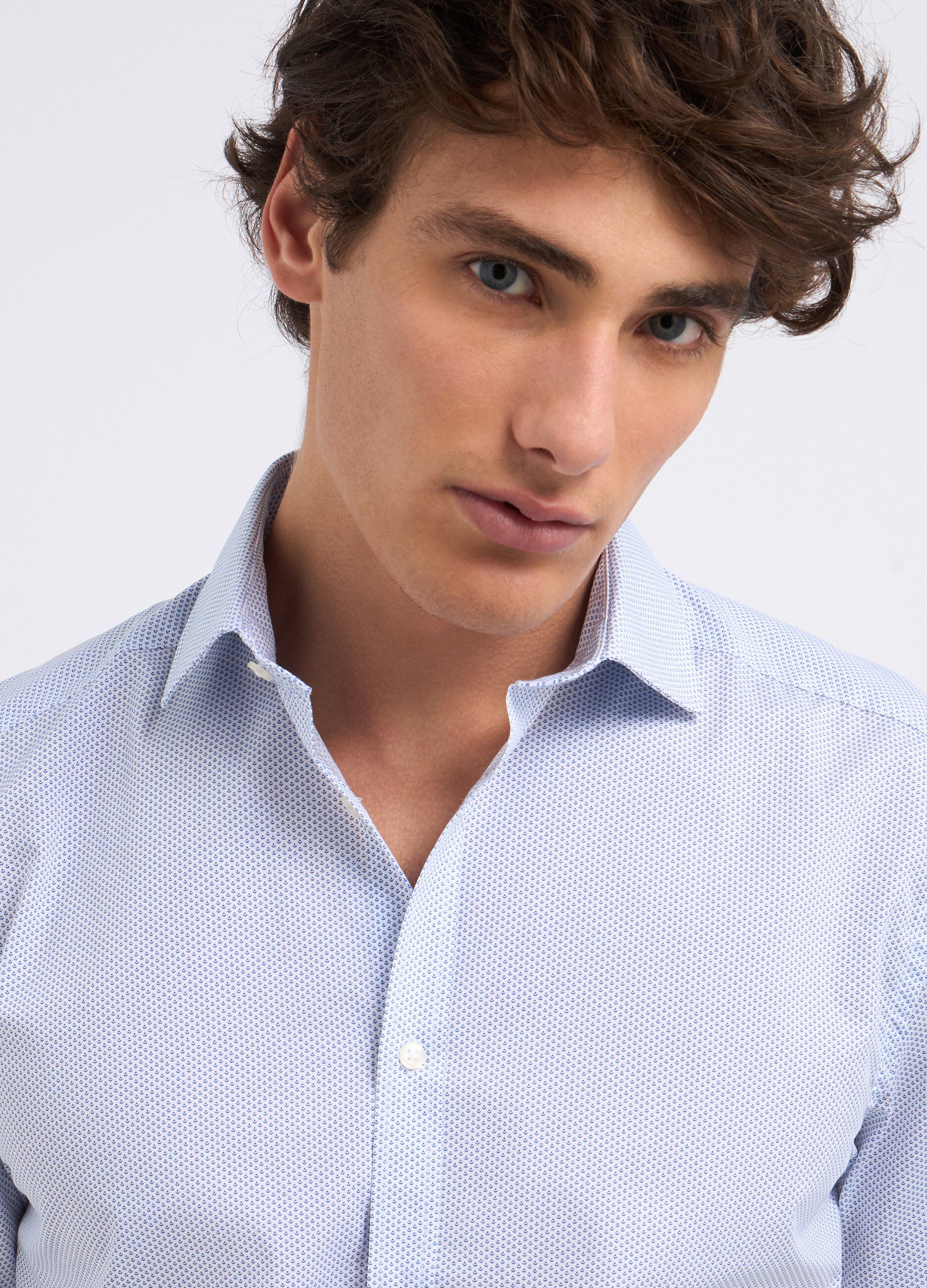 Camicia a maniche corte in misto cotone uomo
