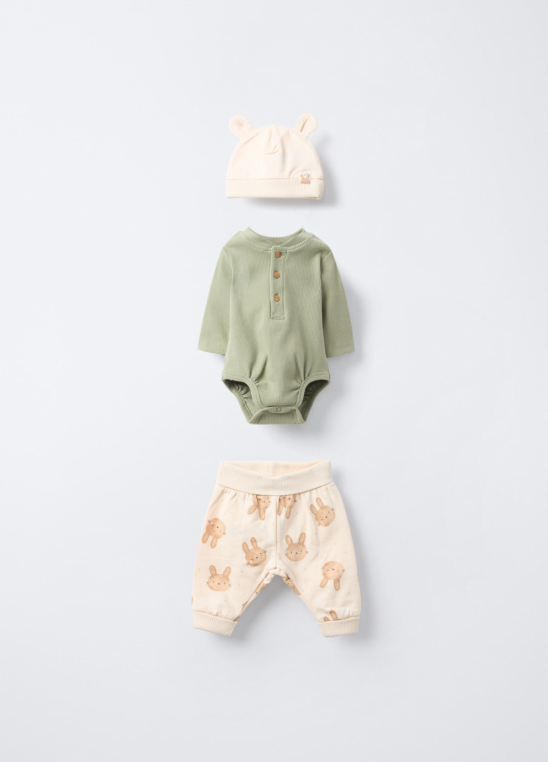 Set in costina di cotone stretch neonato_0
