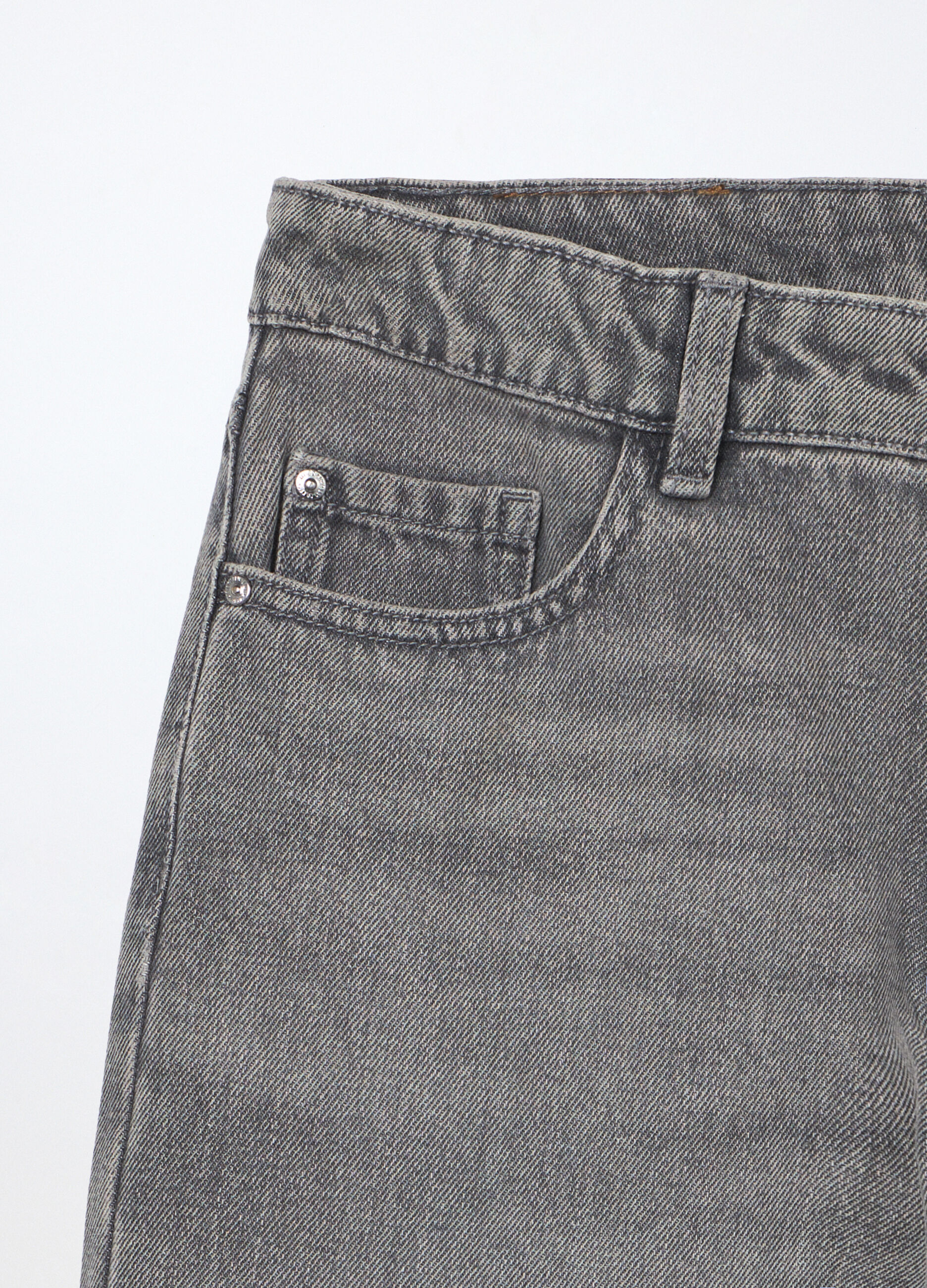 Pantaloni wide leg in denim di misto cotone ragazza_2