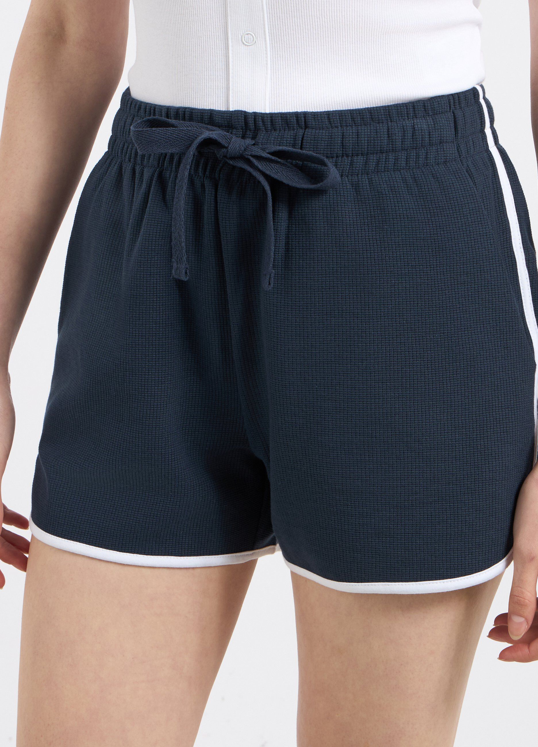 Shorts in costina di misto cotone donna_2