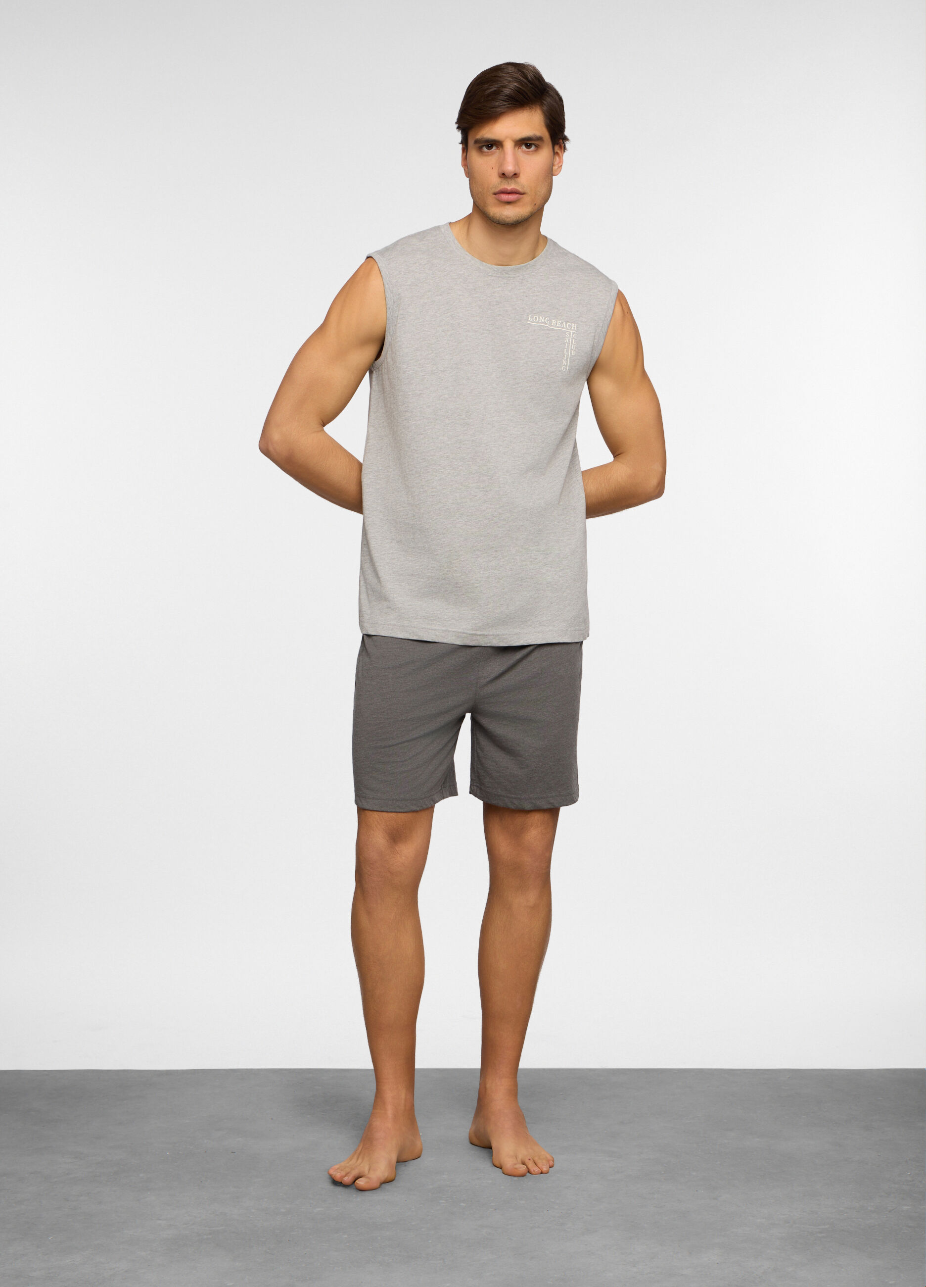 Pigiama con canotta in jersey di cotone uomo_0