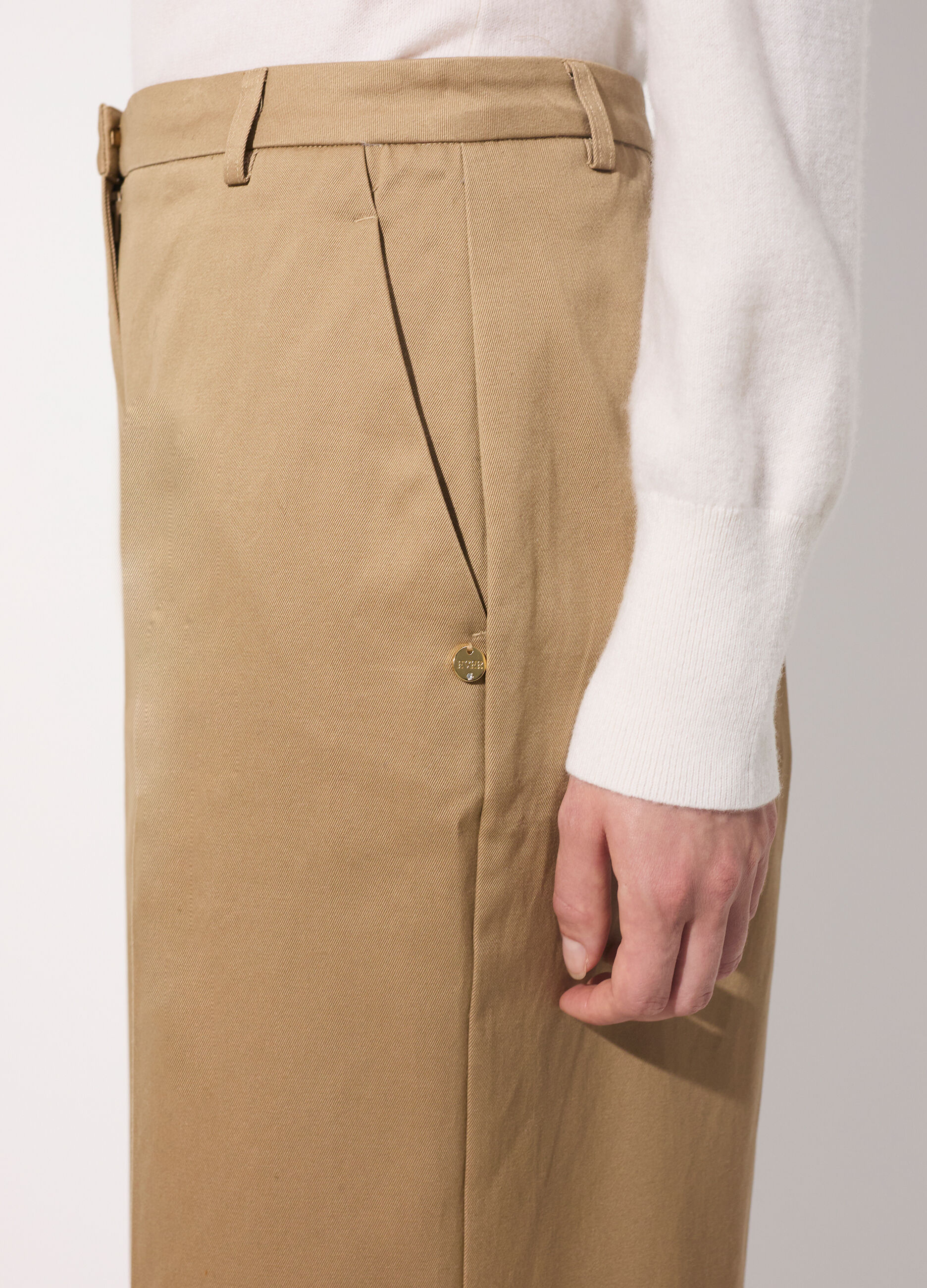 Pantaloni palazzo in gabardine di puro cotone donna_3