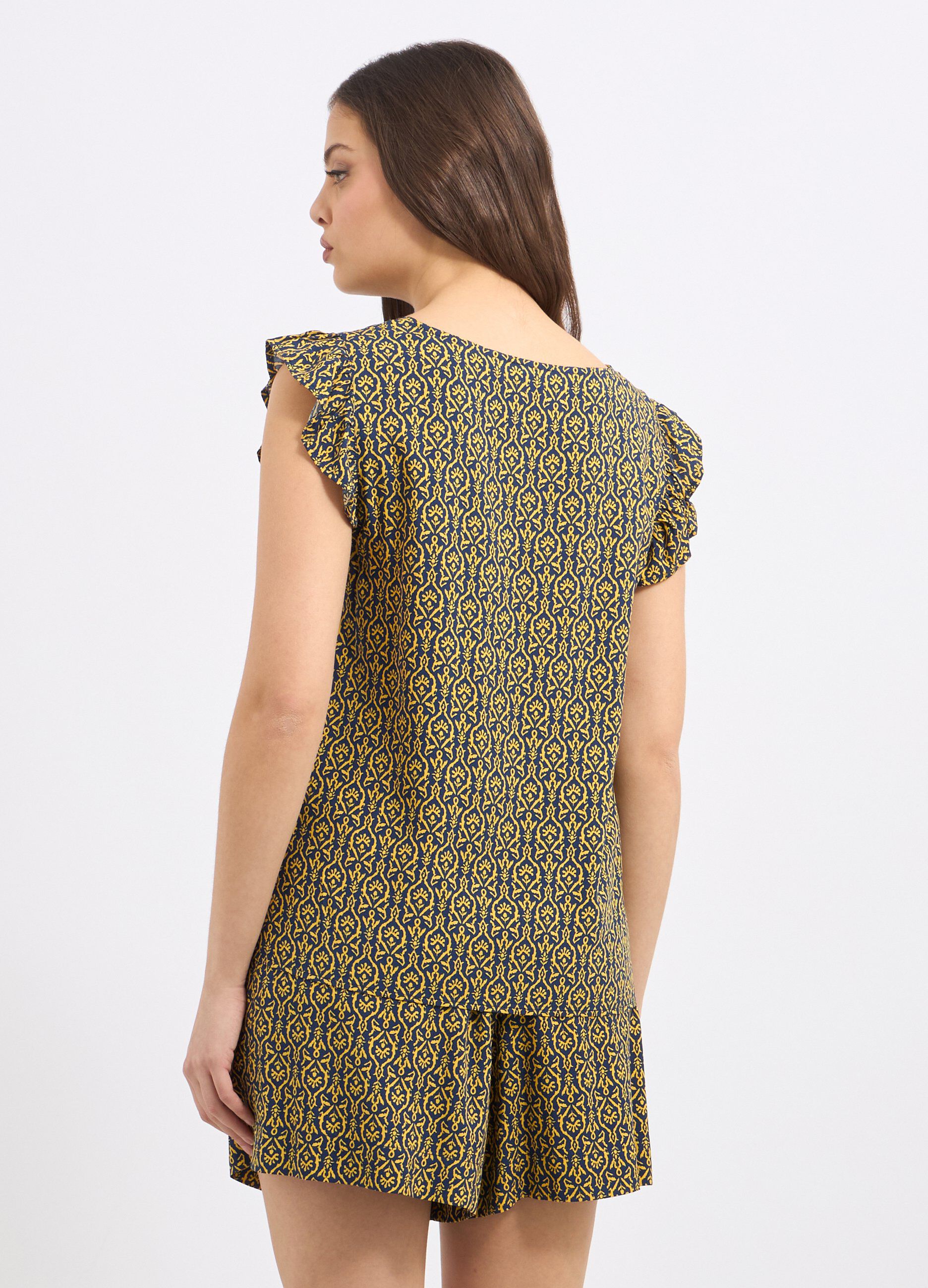 Blusa in pura viscosa con rouches donna